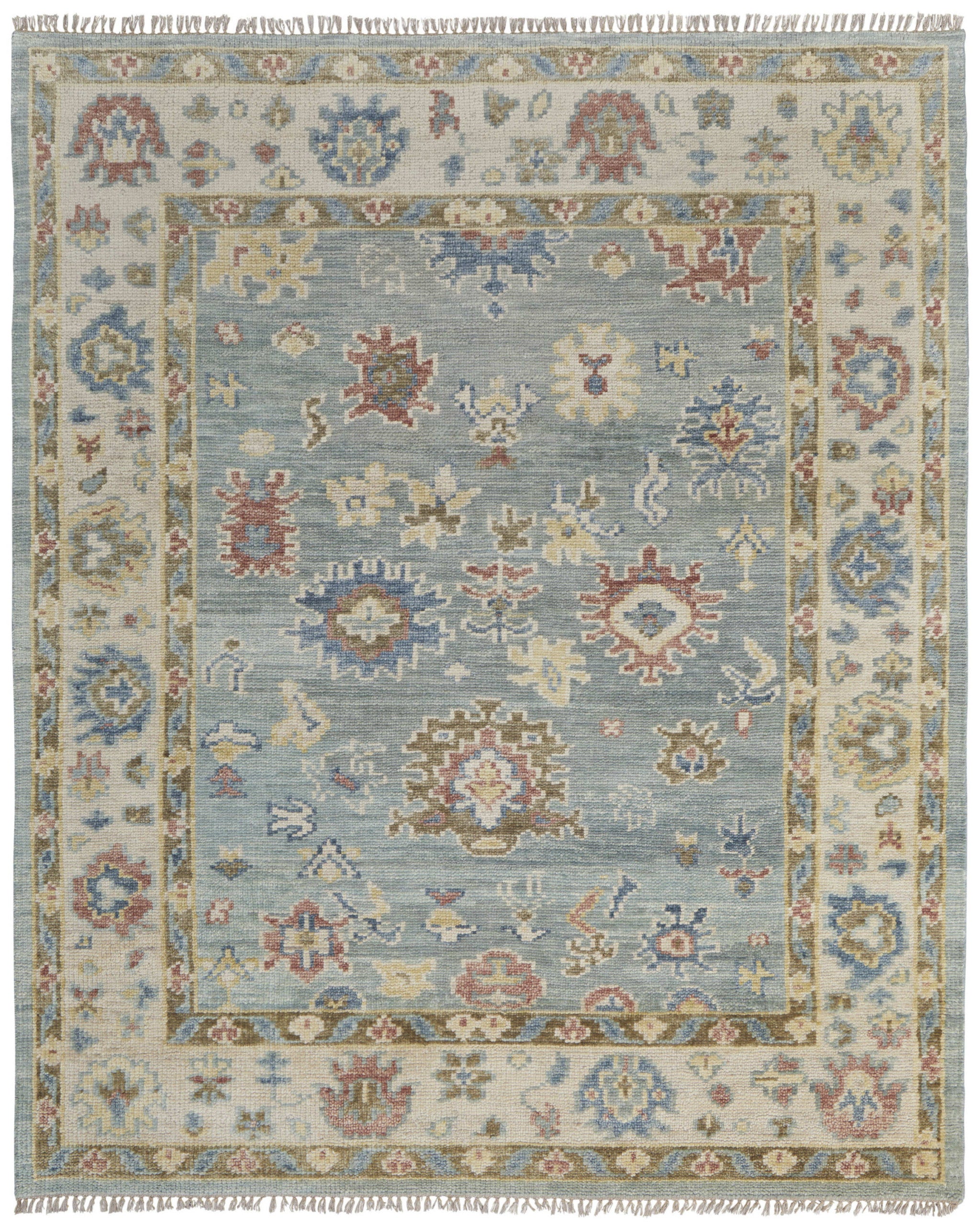 Unique Hand-Knotted Wool Floral Area Rug with Tassels for Stylish Home Decor