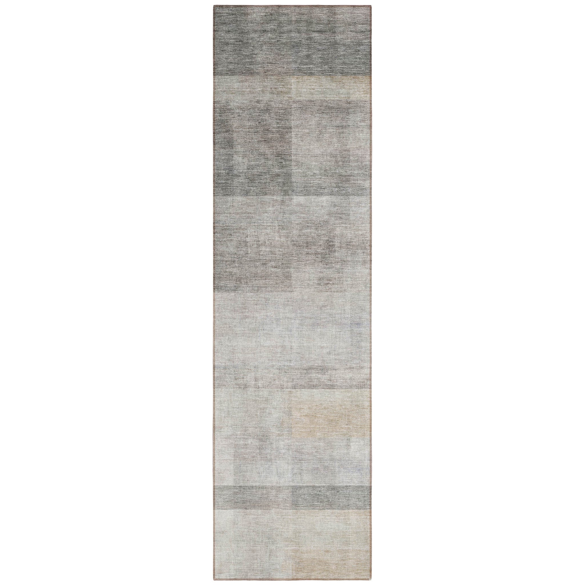 8-Foot Olive Green Ombre Stain-Resistant Indoor-Outdoor Runner Rug for Kids & Pets
