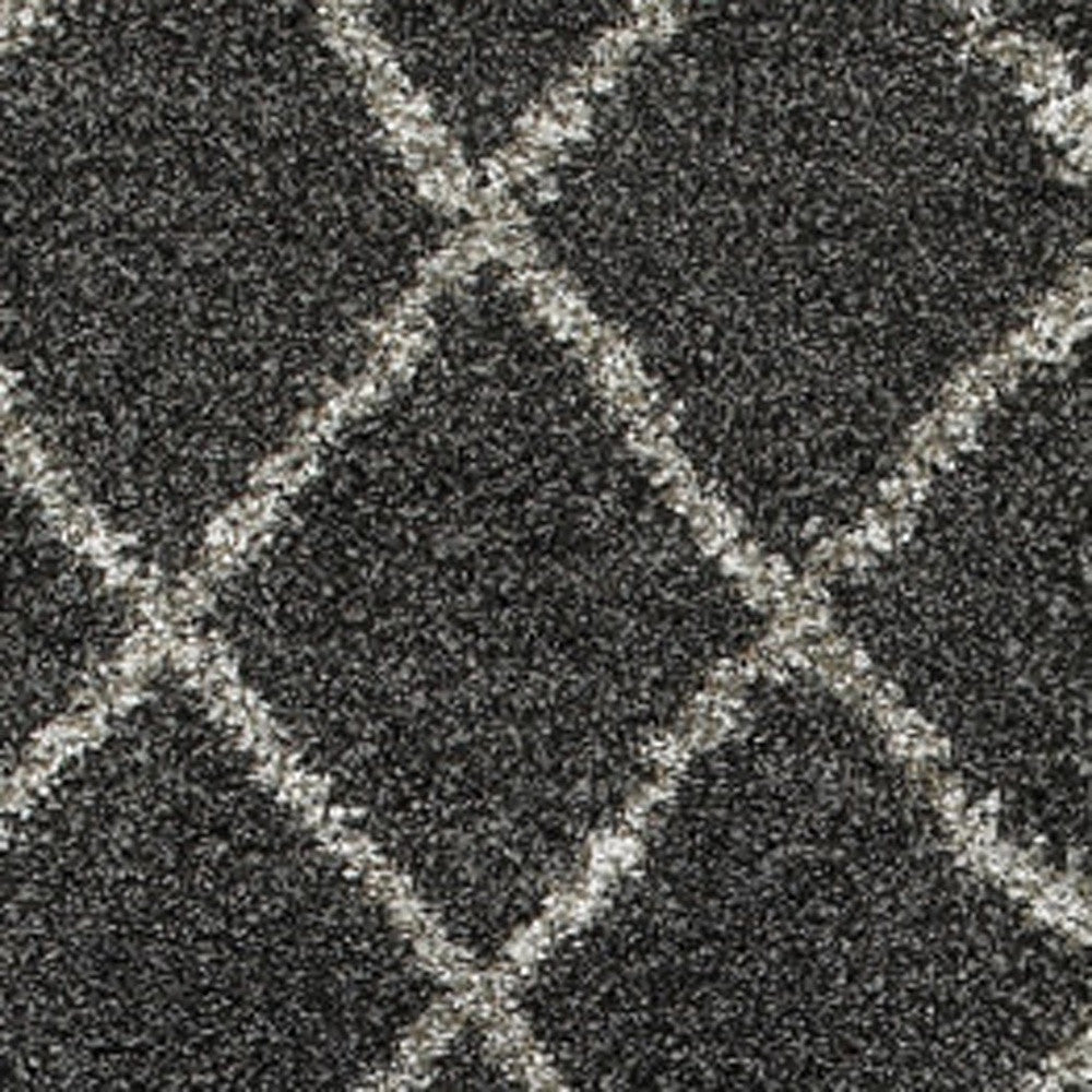 Stylish Ivory and Gray Geometric Lattice Modern Area Runner Rug for Cozy Indoor Living Spaces