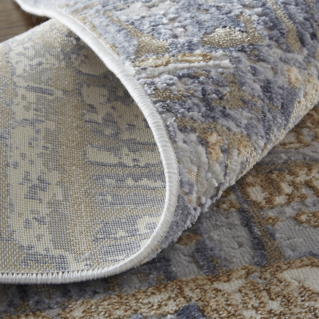 Stylish Stain-Resistant Ombre Area Rug in Ivory Tan and Blue for High Traffic Areas