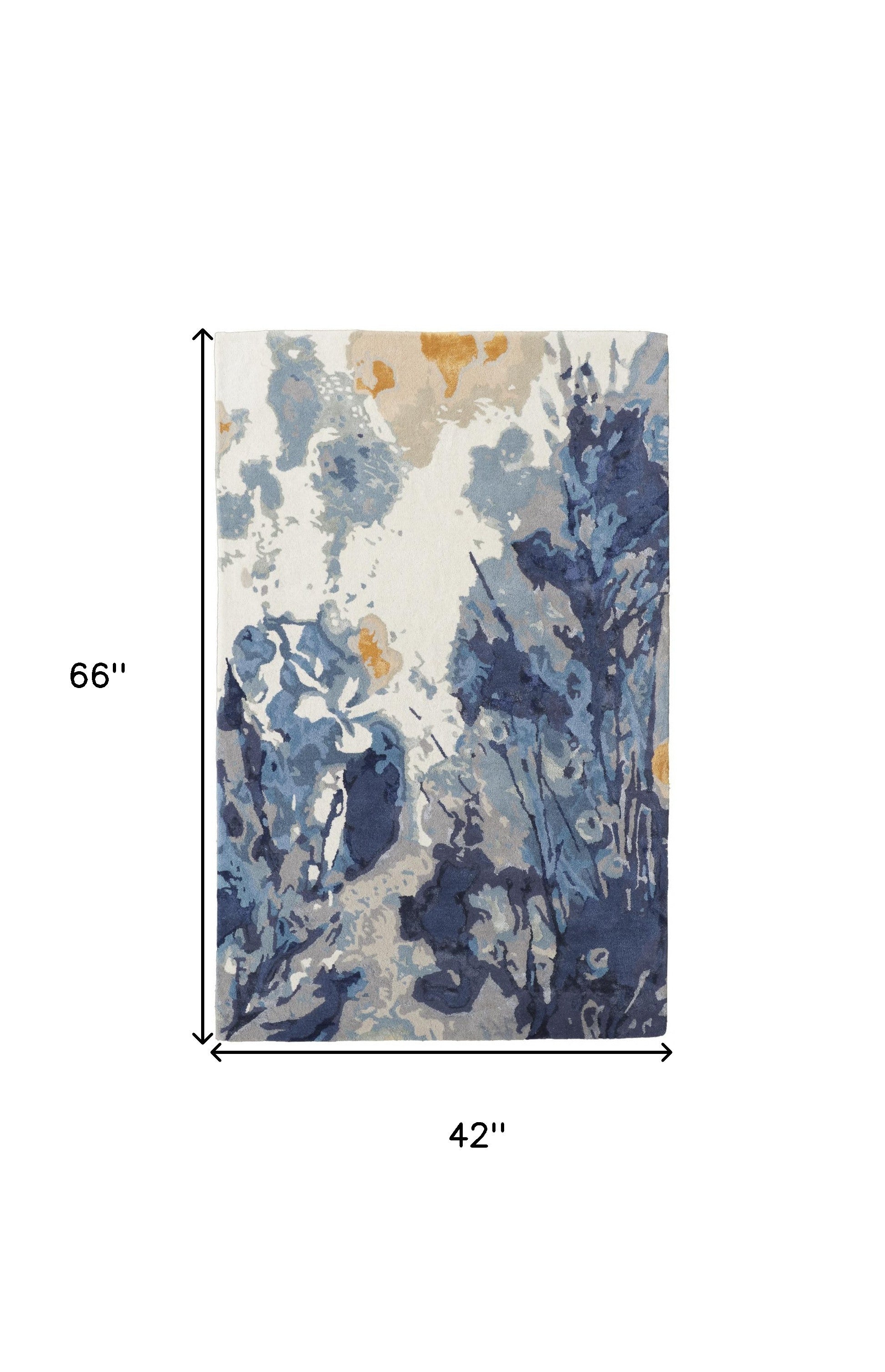 Exquisite Hand-Tufted Blue Floral Wool Rectangular Area Rug for a Cozy and Artistic Home Ambiance
