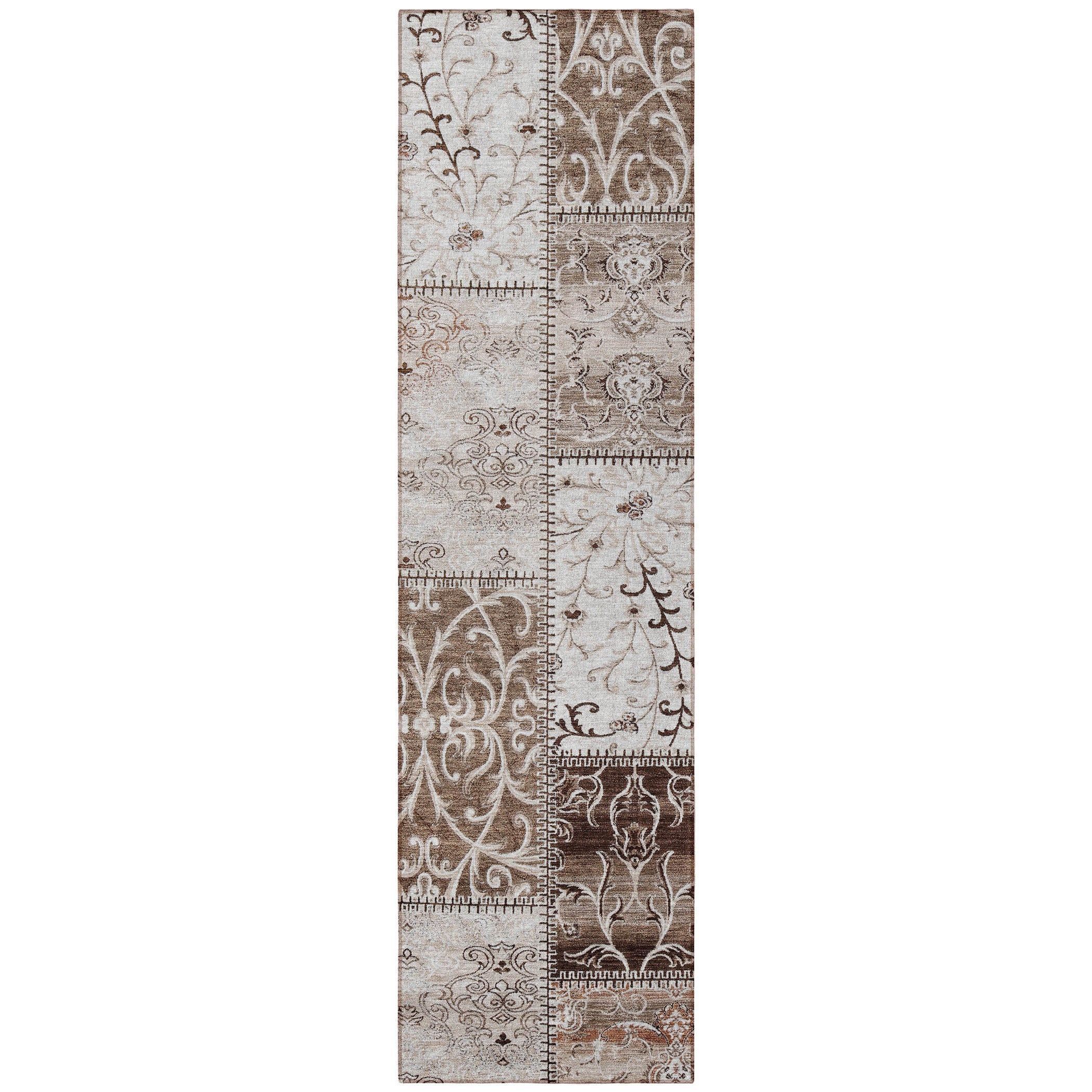 Stylish and Washable Outdoor and Indoor Runner Rug with Patchwork Design for Versatile Use