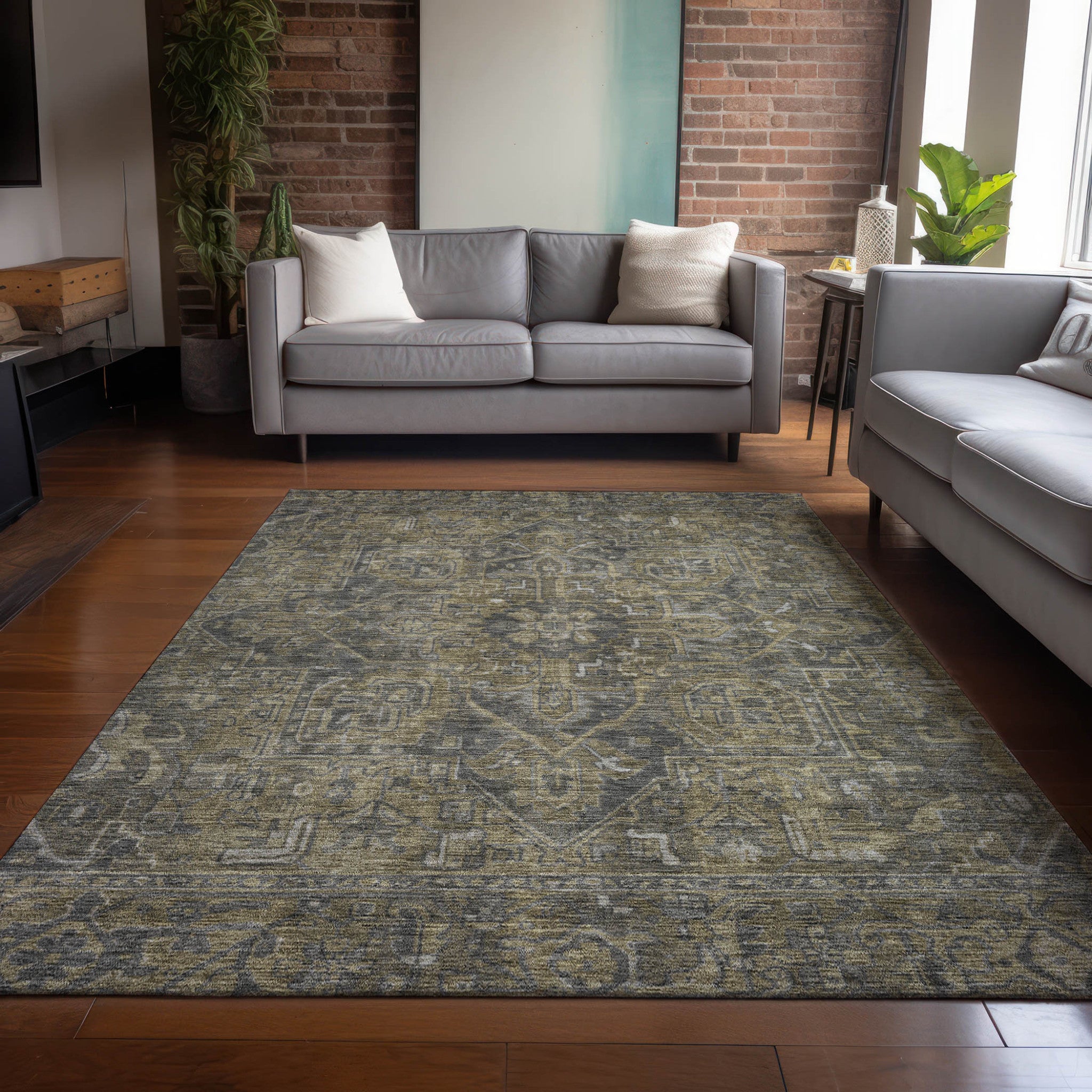Fashionable Stain-Repellent Oriental Round Runner Rug - Anti-Slip for Indoor & Outdoor