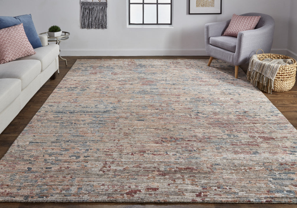Exquisite Hand-Knotted Abstract Wool Area Rug with Distinctive Blue and Red Design for Artistic Home Decor