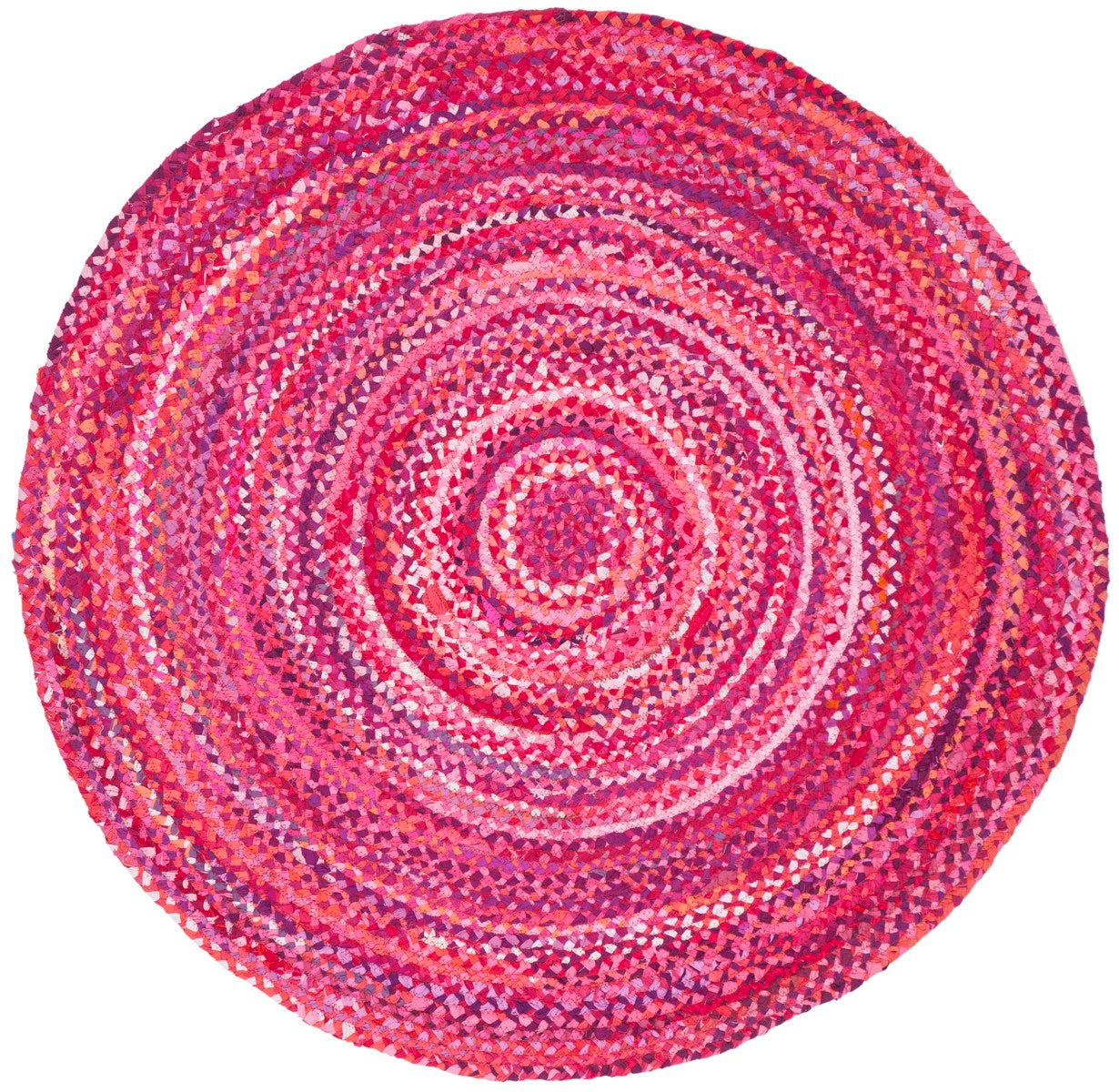 Exquisite Braided Hand - Woven Round Cotton Pile Rug Ideal for Creating Cozy Living Spaces and Elegant Home Décor