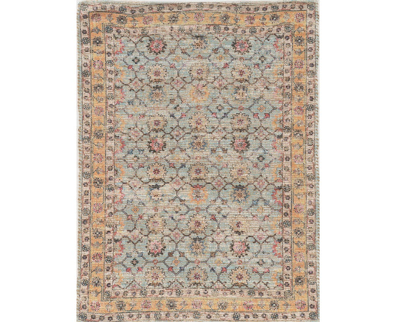 Exquisite Hand Woven Green and Ivory Floral Area Rug for a Warm and Artistic Home Interior Decor