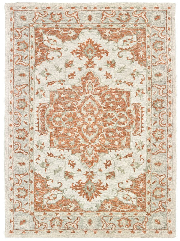 Soft Orange and Ivory Medallion Area Rug - Luxurious Comfort for Modern Homes
