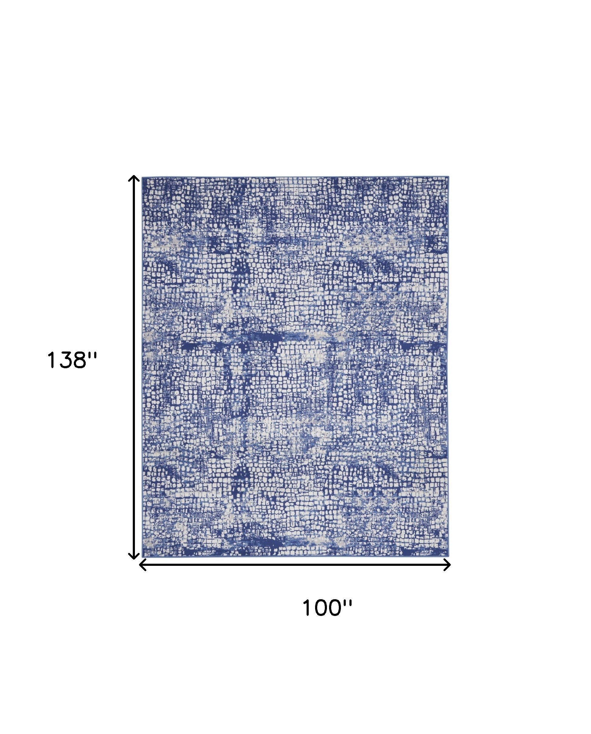 8' x 12' Stylish Ivory and Navy Non-Skid Abstract Area Rug - Durable & Stain-Resistant