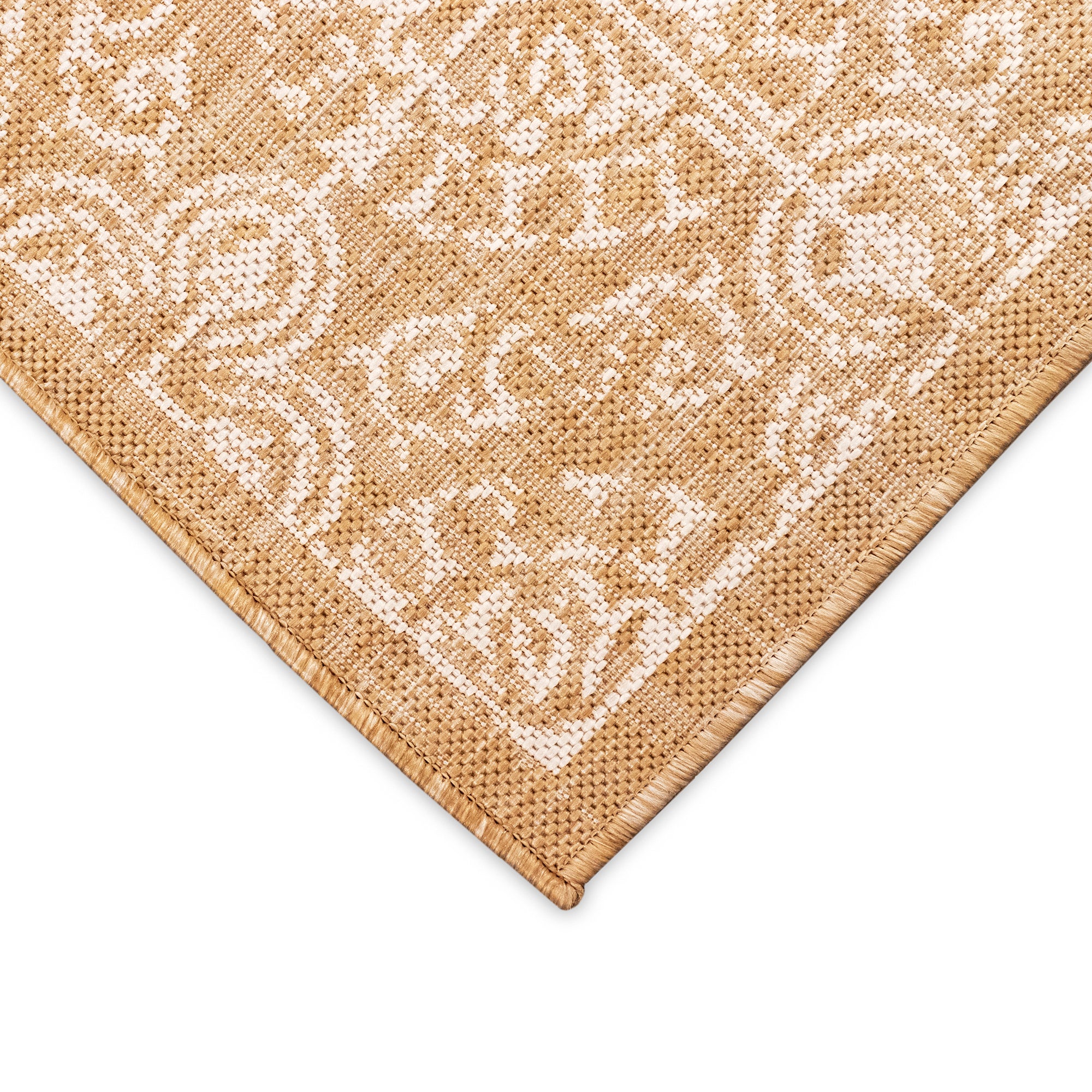 Carmel Weather-Resistant Antique Tile Rug with Stenciled Medallion for Indoor/Outdoor