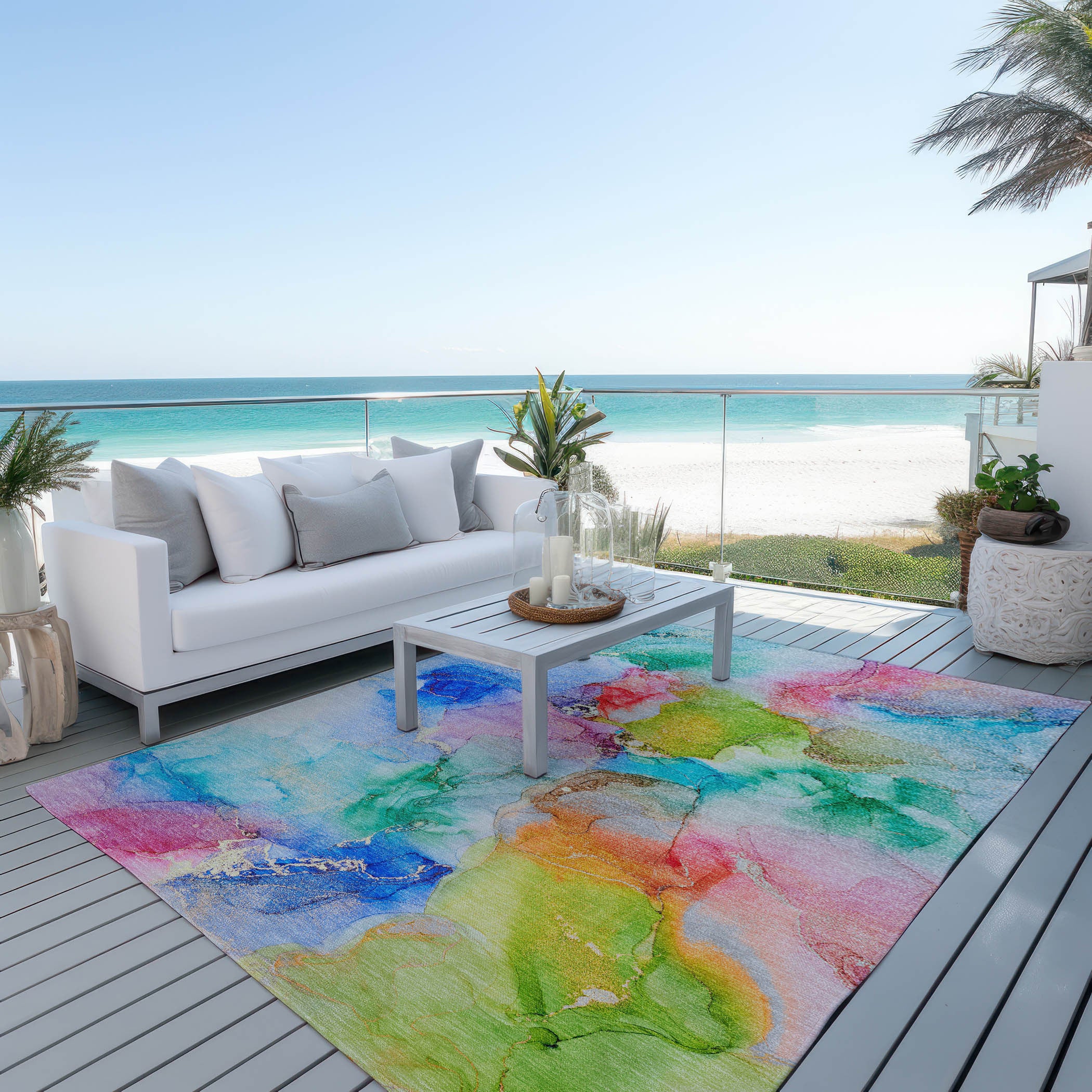 Stylish and Functional Outdoor Abstract Washable Runner Rug with Stain Resistance and Non - Skid Feature for Any Indoor or Outdoor Space