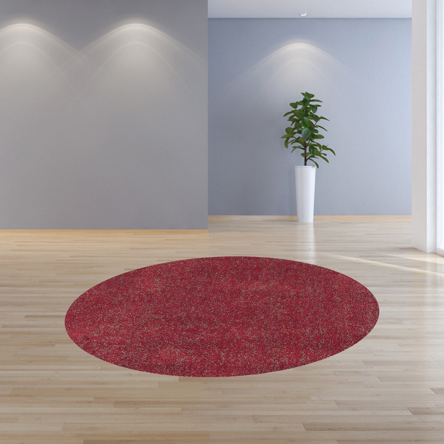 Exquisite Hand - Woven Round Area Rug with a Distinctive Red Heather Pattern for Adding Warmth and Artisan Touch to Any Room