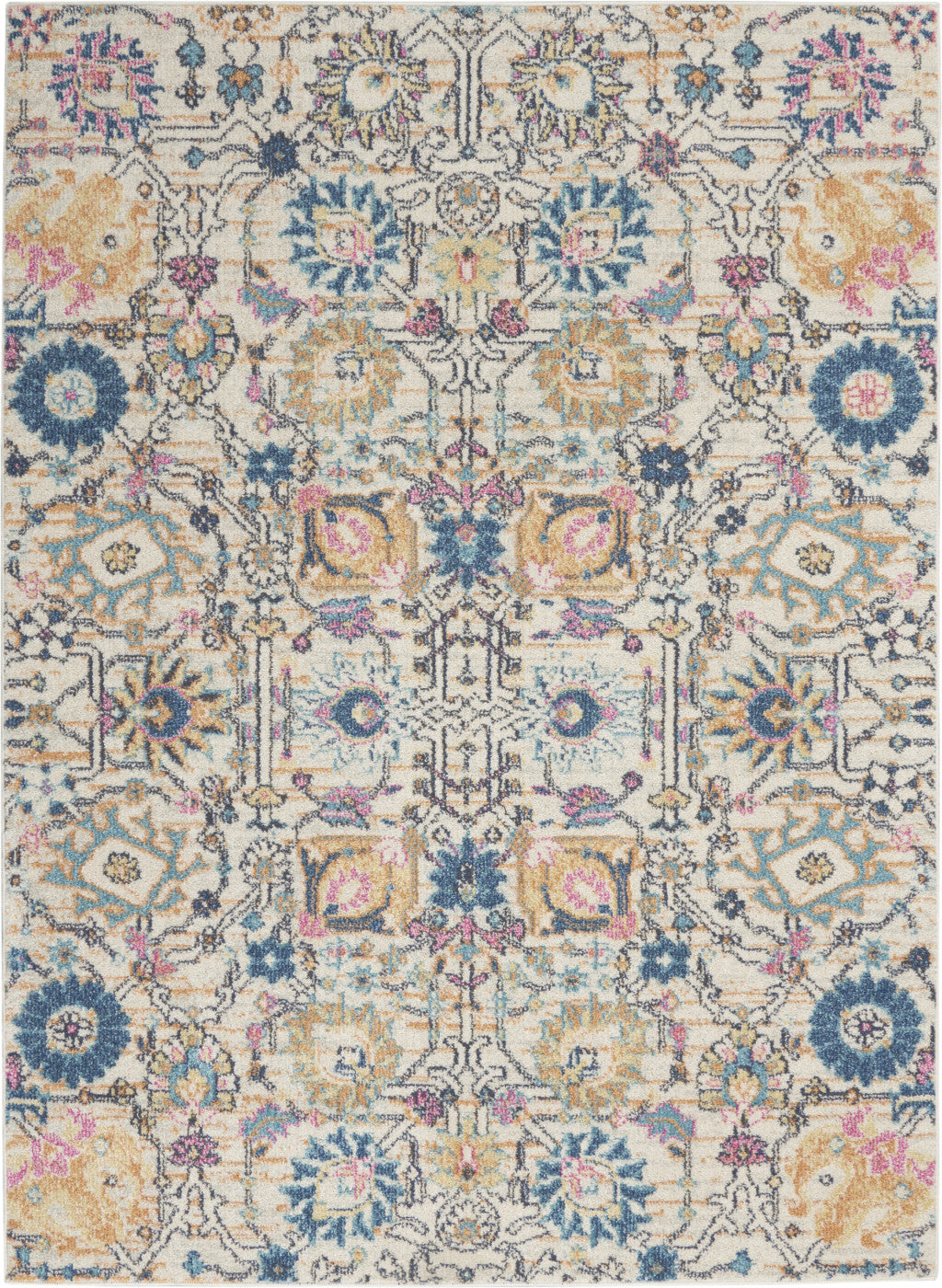 Stylish Orange and Ivory Floral Power Loom Runner Rug for Home Décor