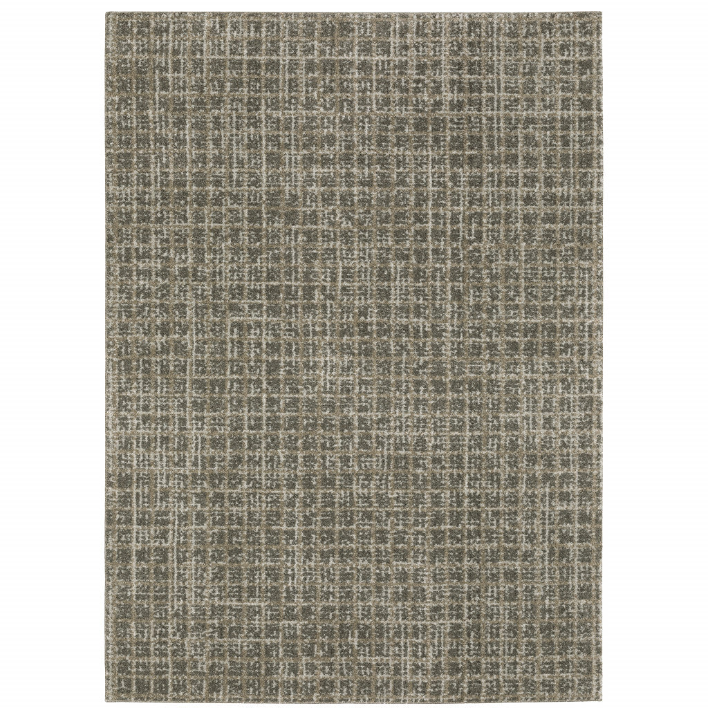 Stylish and Stain-Resistant Gray Geometric Power Loom Area Runner Rug Ideal for Spaces with Kids and Pets