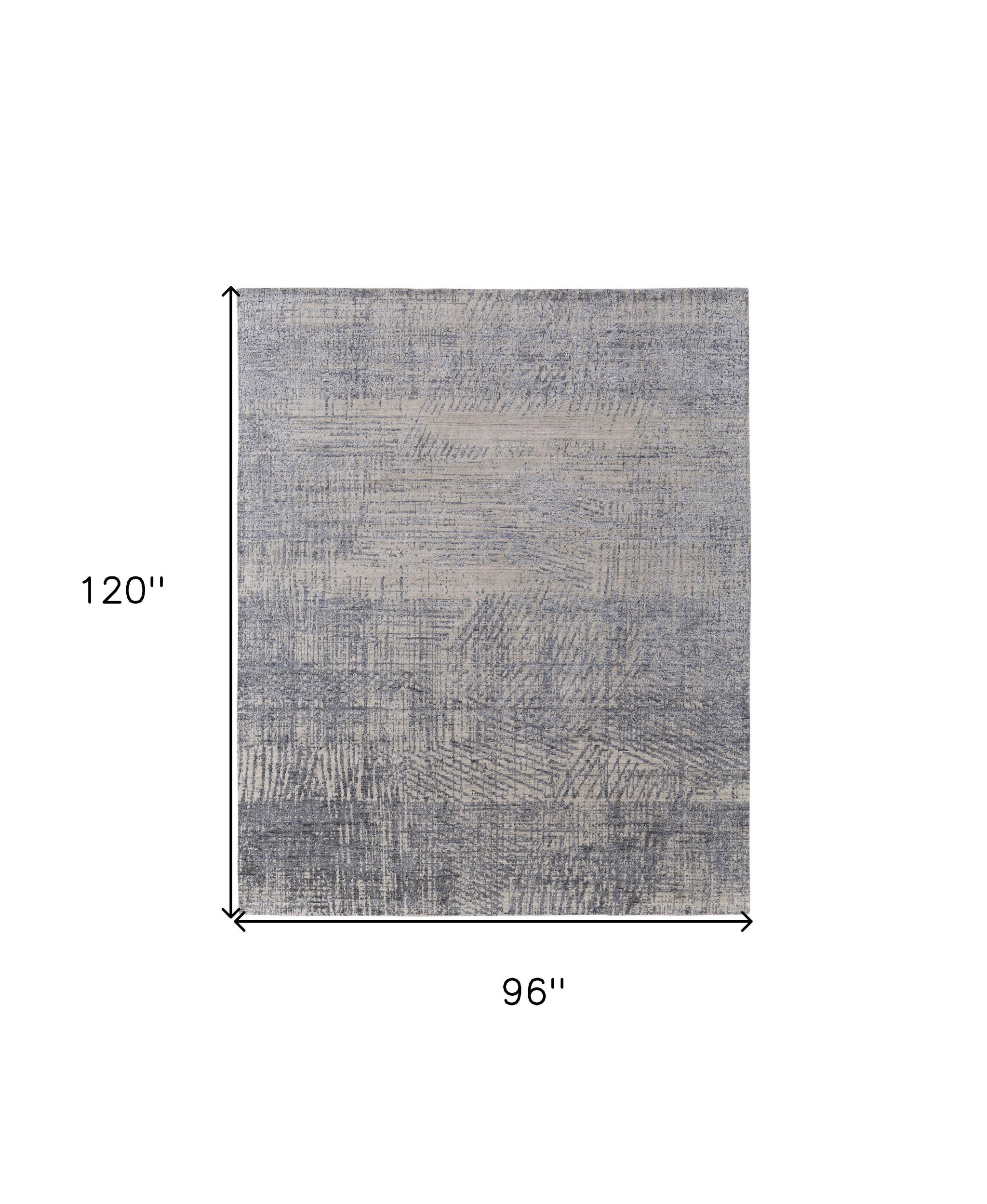 Exquisite Hand-Woven Area Rug with Elegant Gray, Ivory, and Blue Abstract Design for Enhancing Your Living Space Decor