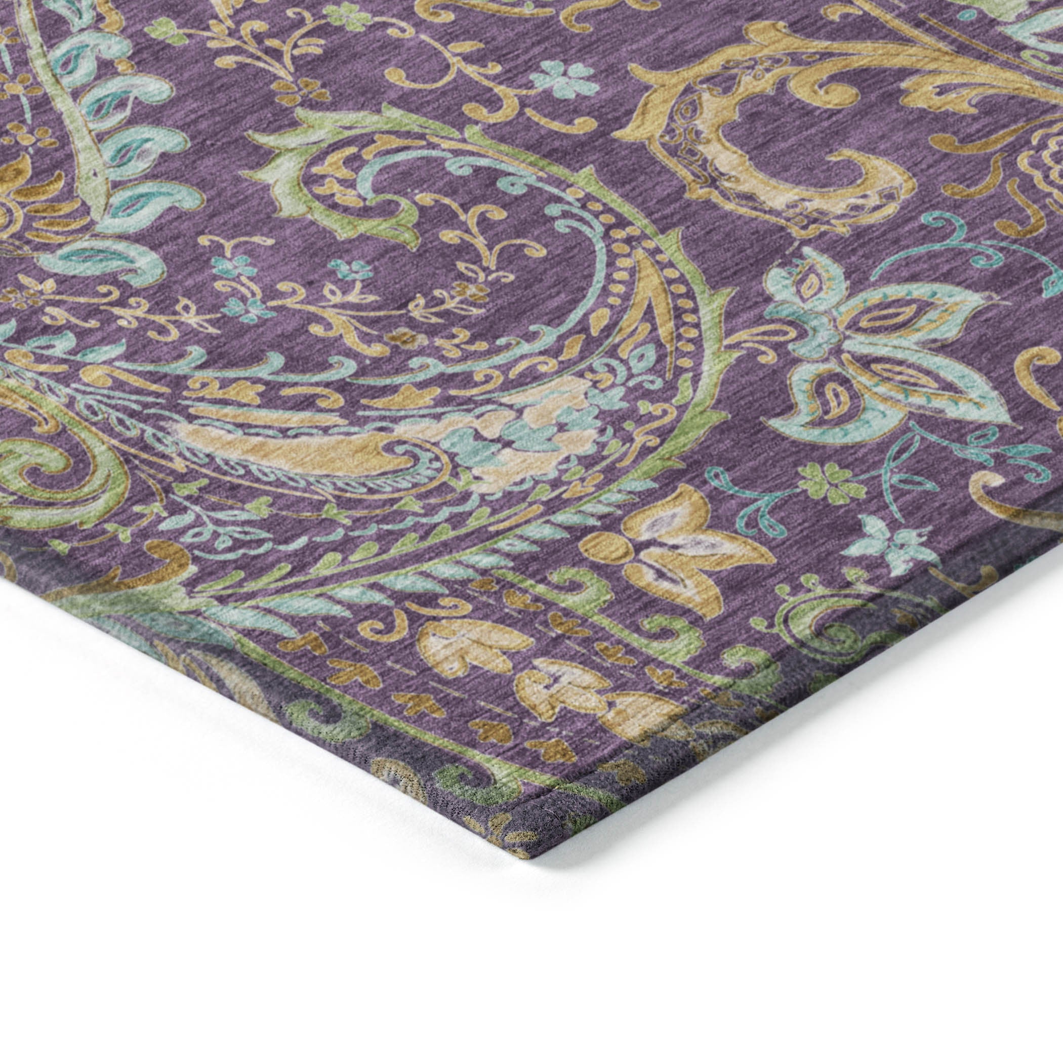 Stylish and Stain-Resistant Washable Outdoor Area Runner Rug with Paisley Pattern - Perfect for Spaces with Kids and Pets