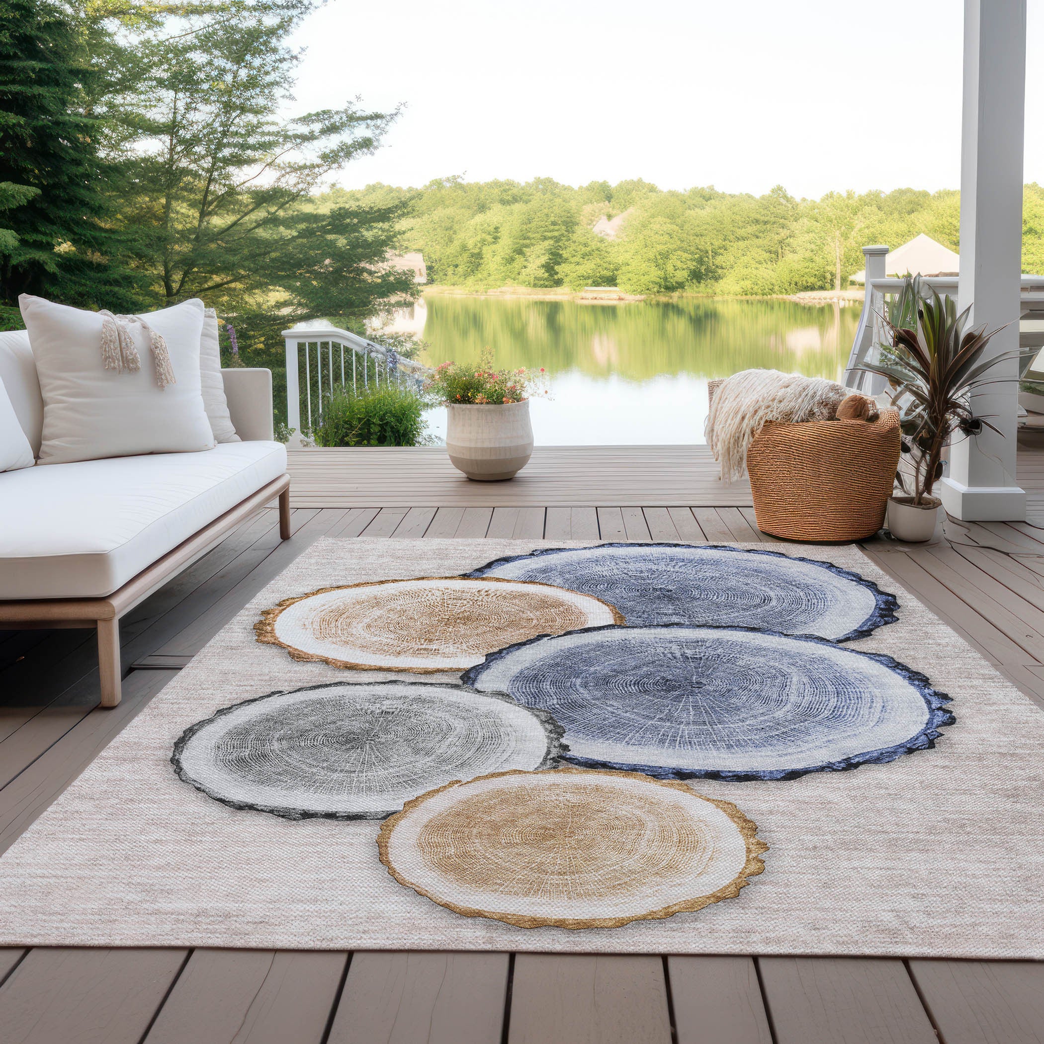 Stylish and Washable Faux Wood Design Outdoor and Indoor Runner Rug with Stain Resistance and Non-Skid Feature