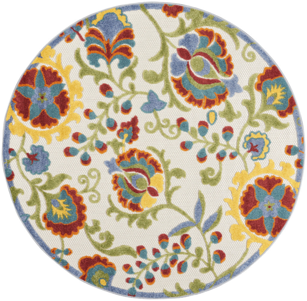 Turkish-Made Elegant Floral Outdoor and Indoor Area Rug, 5' x 7'