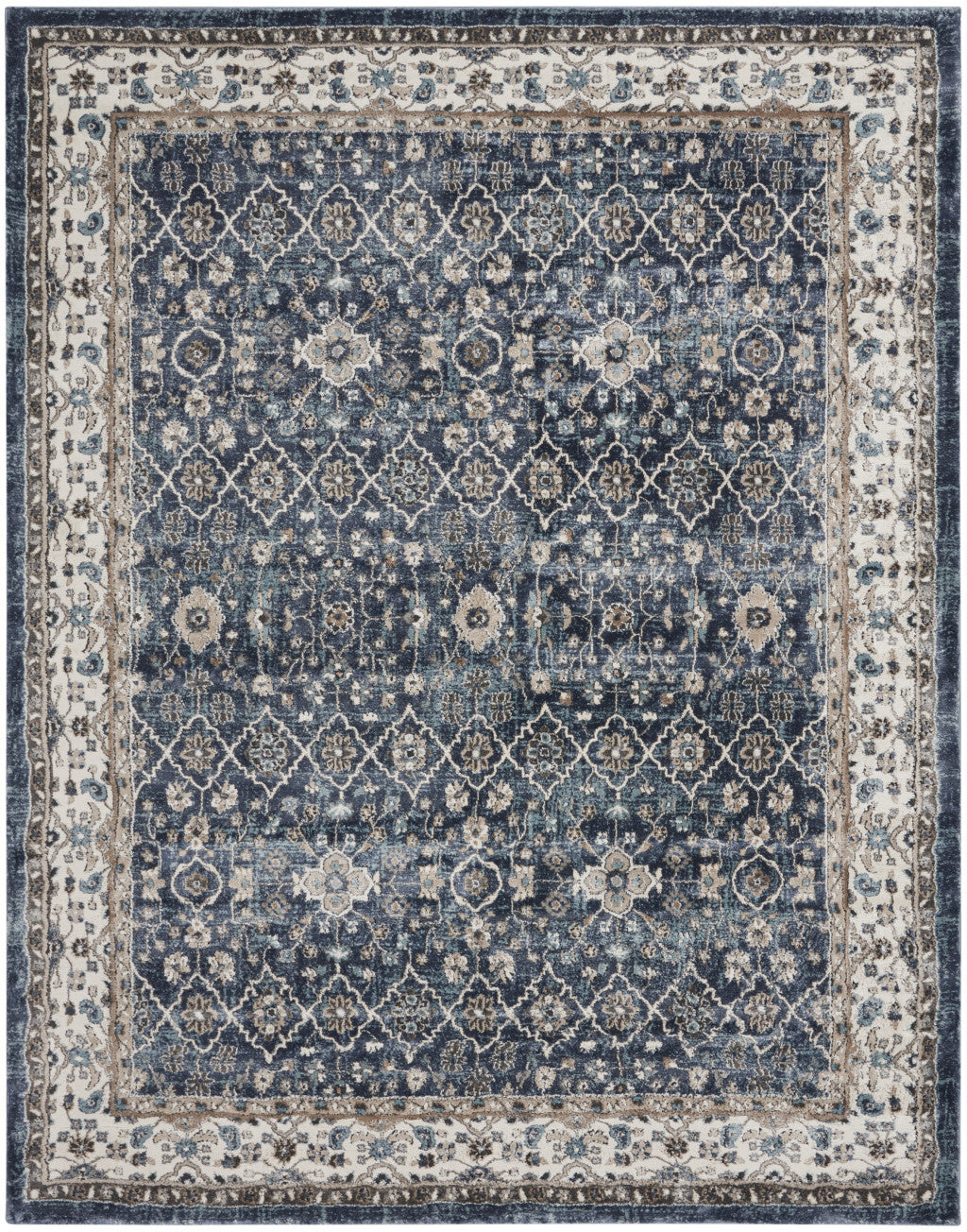 Exquisite 8-Foot by 10-Foot Blue Floral Power Loom Area Rug Ideal for Creating a Cozy and Stylish Home Decor