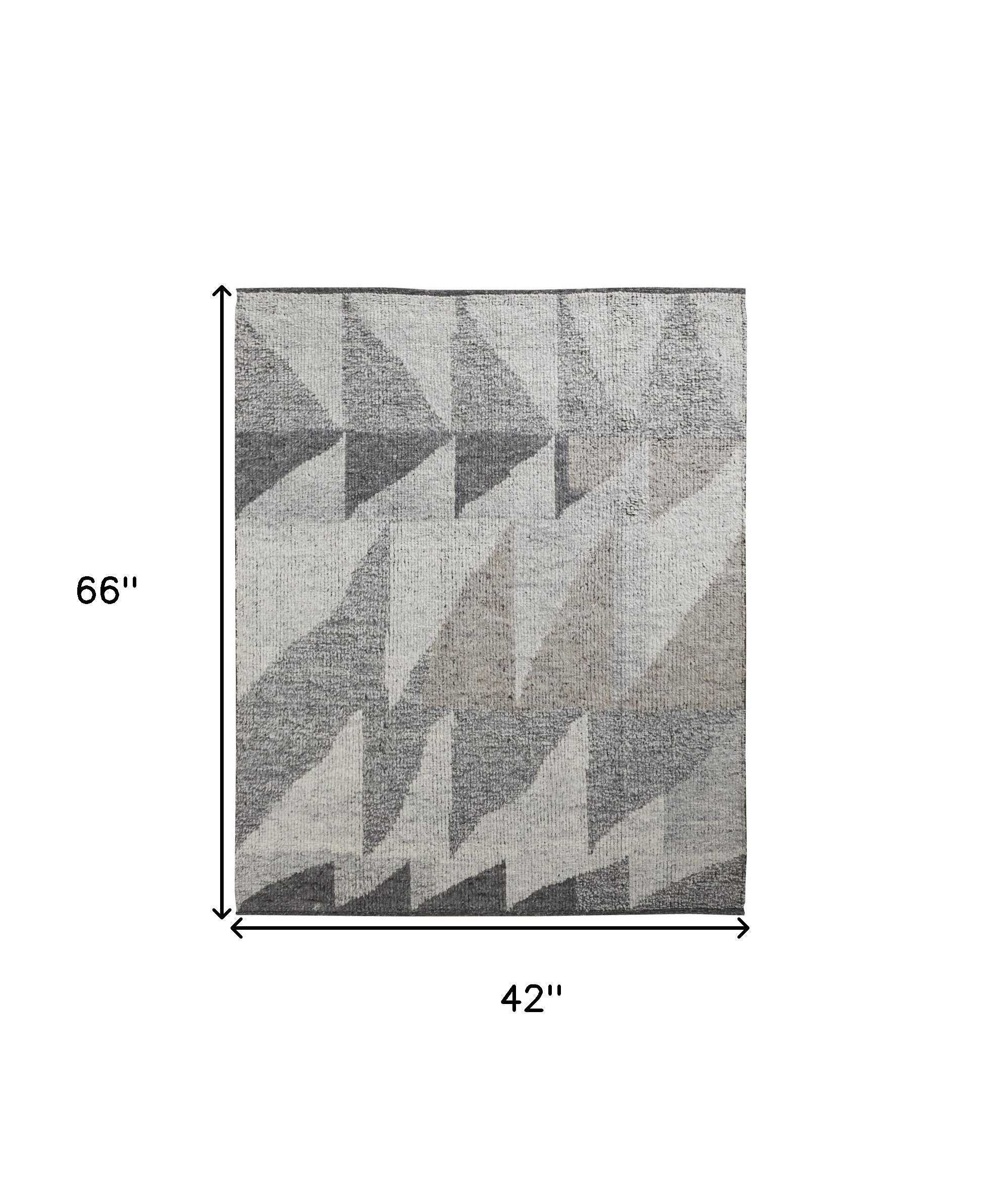 Exquisite Hand-Knotted Wool Area Rug with a Stylish Gray Geometric Design for Comfortable and Stain-Resistant Living Spaces