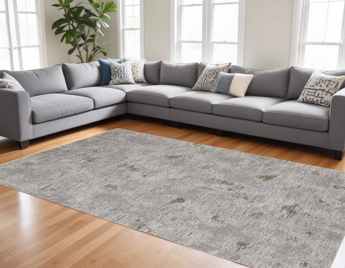 Stylish Distressed Abstract Area Rug with Gray and Ivory Design, Stain-Resistant, Ideal for 4x6 ft Space for Enhanced Comfort