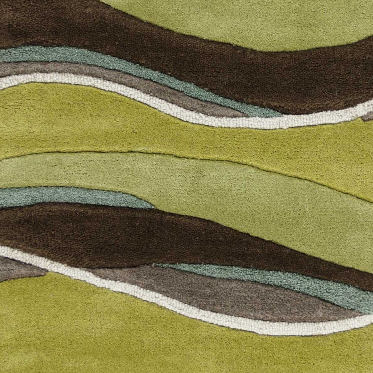 Exquisite Hand-Tufted Lime and Mocha Wool Area Rug to Enhance Your Space