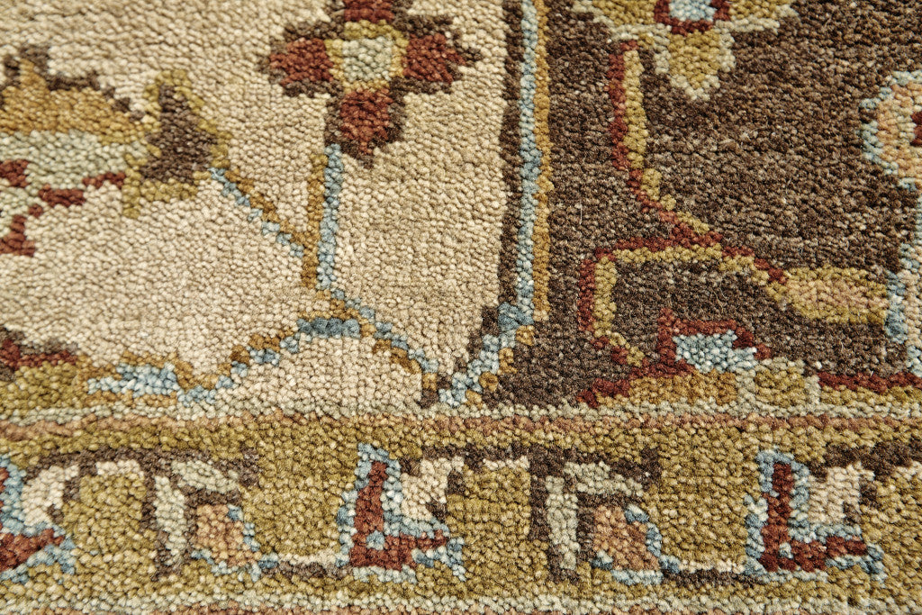 Unique Stain-Resistant Hand-Knotted Oriental Area Rug in Tan, Brown & Gold for Homes