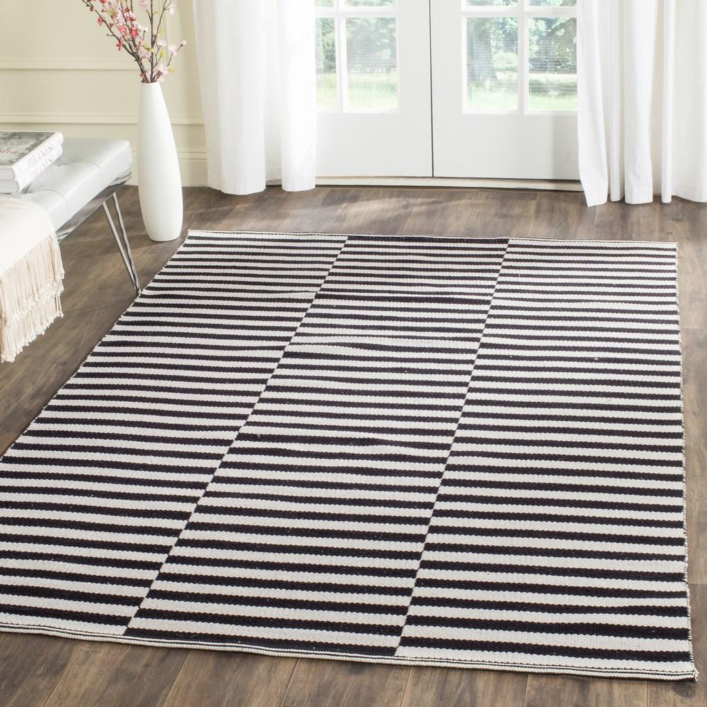 Exquisite Montauk Handmade Flat Weave Cotton Rug with Coastal Chic Ikat Design for Modern Contemporary Home Decor