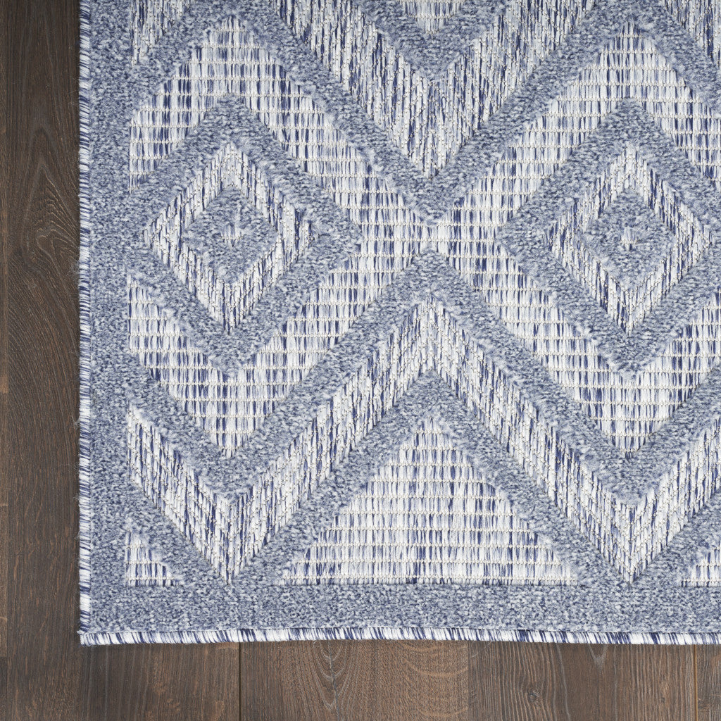 9' x 12' Denim Blue Geometric Area Rug - Stylish Decor for Indoor & Outdoor Spaces