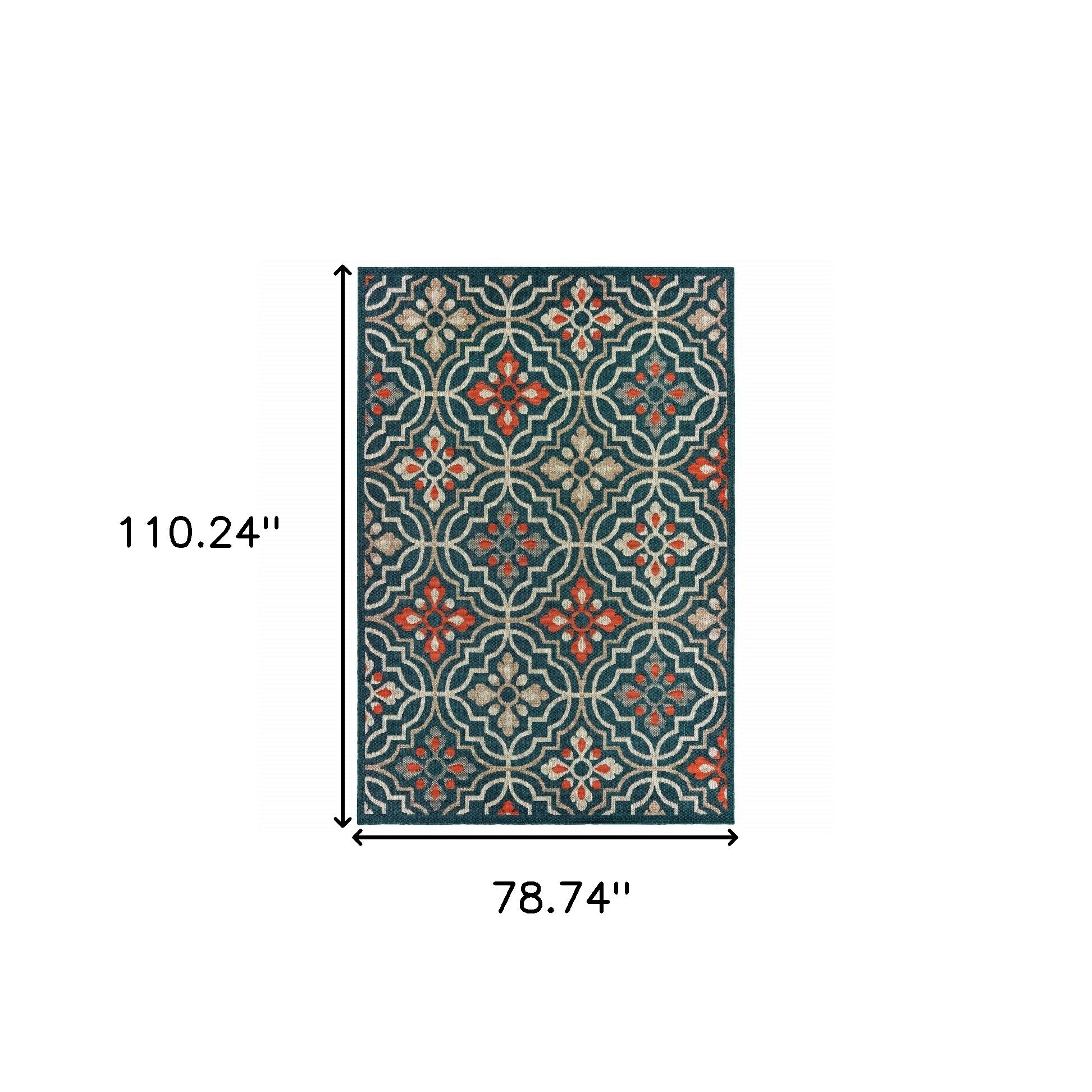 Stylish Gray, Orange & Navy Moroccan Outdoor Rug for Indoor/Outdoor Use