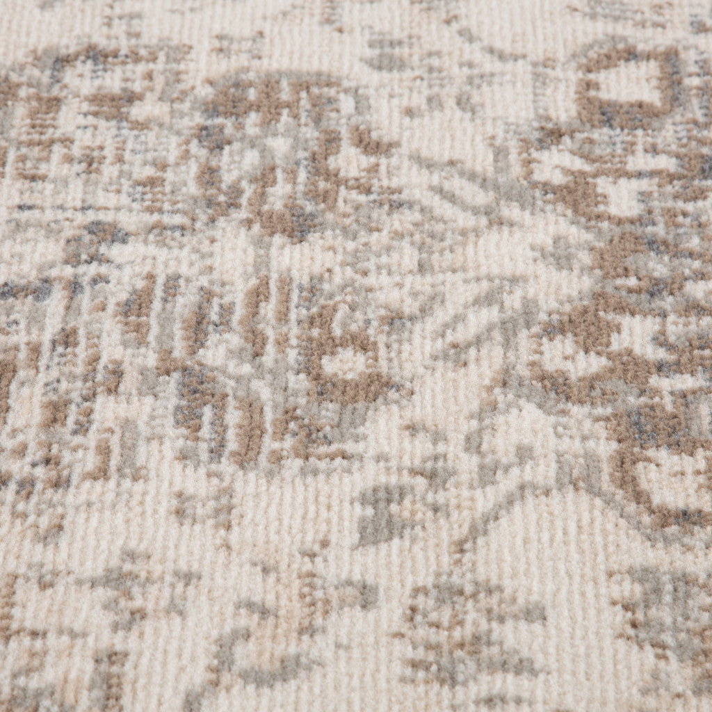 Stain-Resistant Gray and Light Beige Medallion Area Rug, Ideal for Homes with Pets and Kids