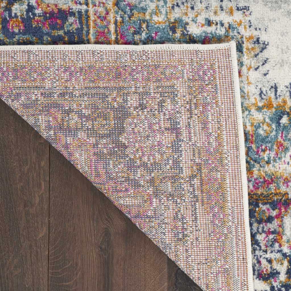 8' x 10' Cream Floral Power Loom Distressed Area Rug - Exquisite and Elegant Design for Creating Cozy Living Spaces