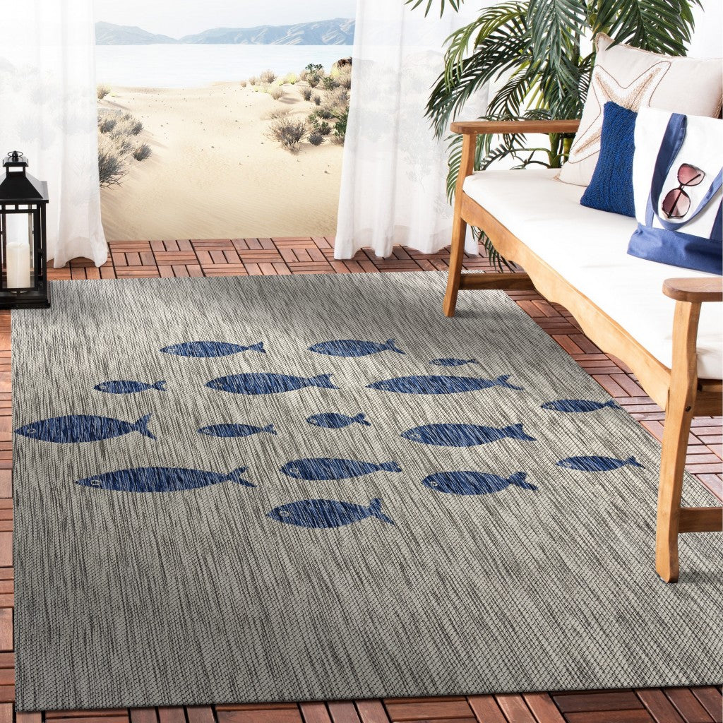 Stylish Gray 8' x 10' Indoor-Outdoor Area Rug for Elegant Home Spaces