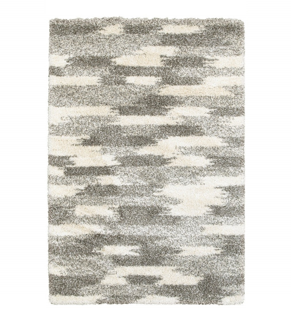 Exquisitely Stylish Contemporary Indoor Gray and Ivory Geometric Pattern Runner Area Rug for a Touch of Elegance