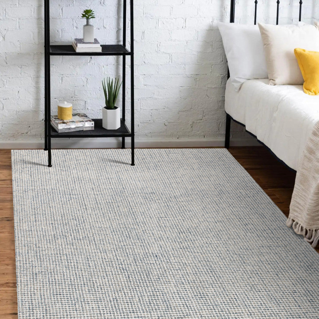 Handmade Blue and Ivory Wool Area Rug - Cozy, Stylish for Neutral Home Decor