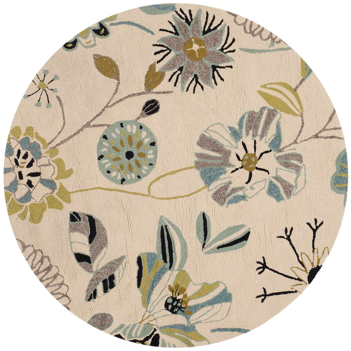 Exquisite Hand-Hooked Four Seasons Indoor-Outdoor Rug with Global Textile Patterns