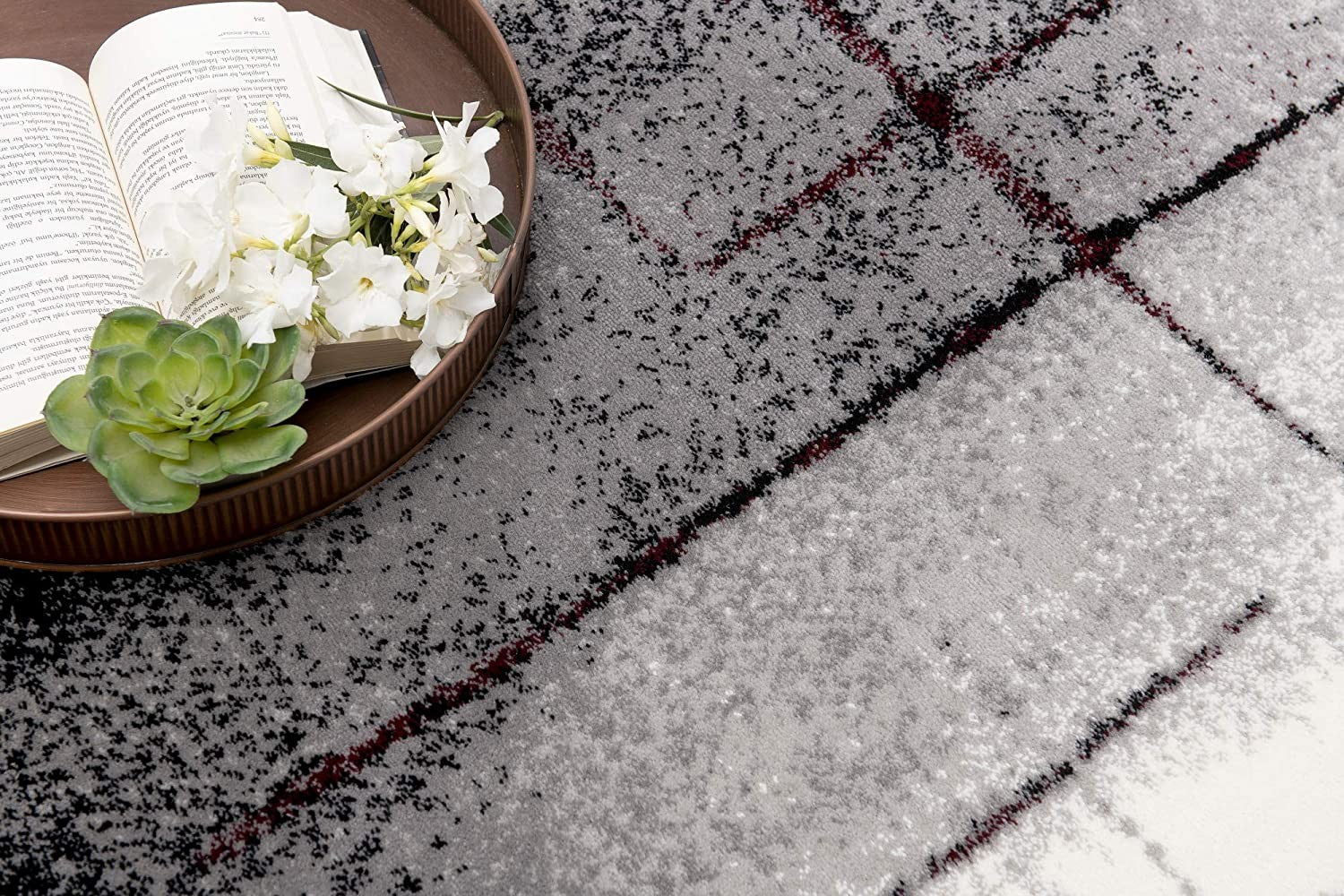 Stylish Gray Abstract Power Loom Area Runner Rug for Home - Enhance Your Living Space with High - Quality Artistic Design