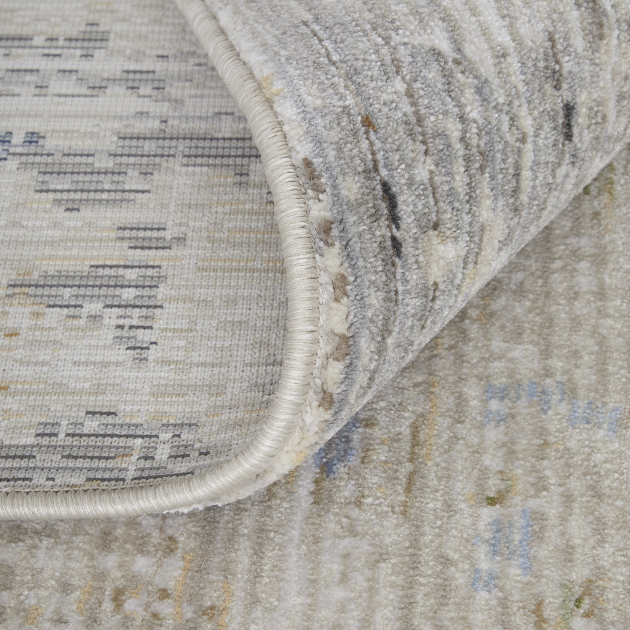 Stylish Stain-Resistant Modern Abstract Area Rug in Red, Blue, and Ivory for Family Rooms
