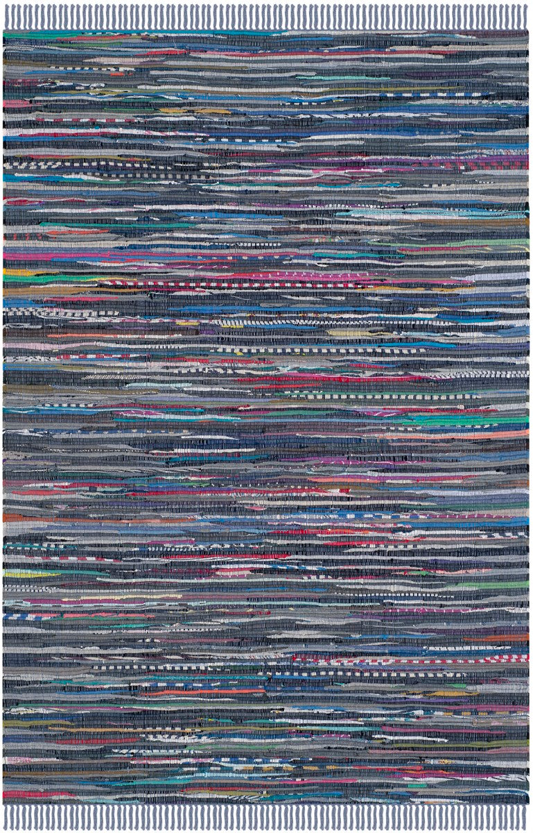 Chic Hand-Woven Cotton Pile Rag Rug: Colorful Artisanal Design for Casual Areas
