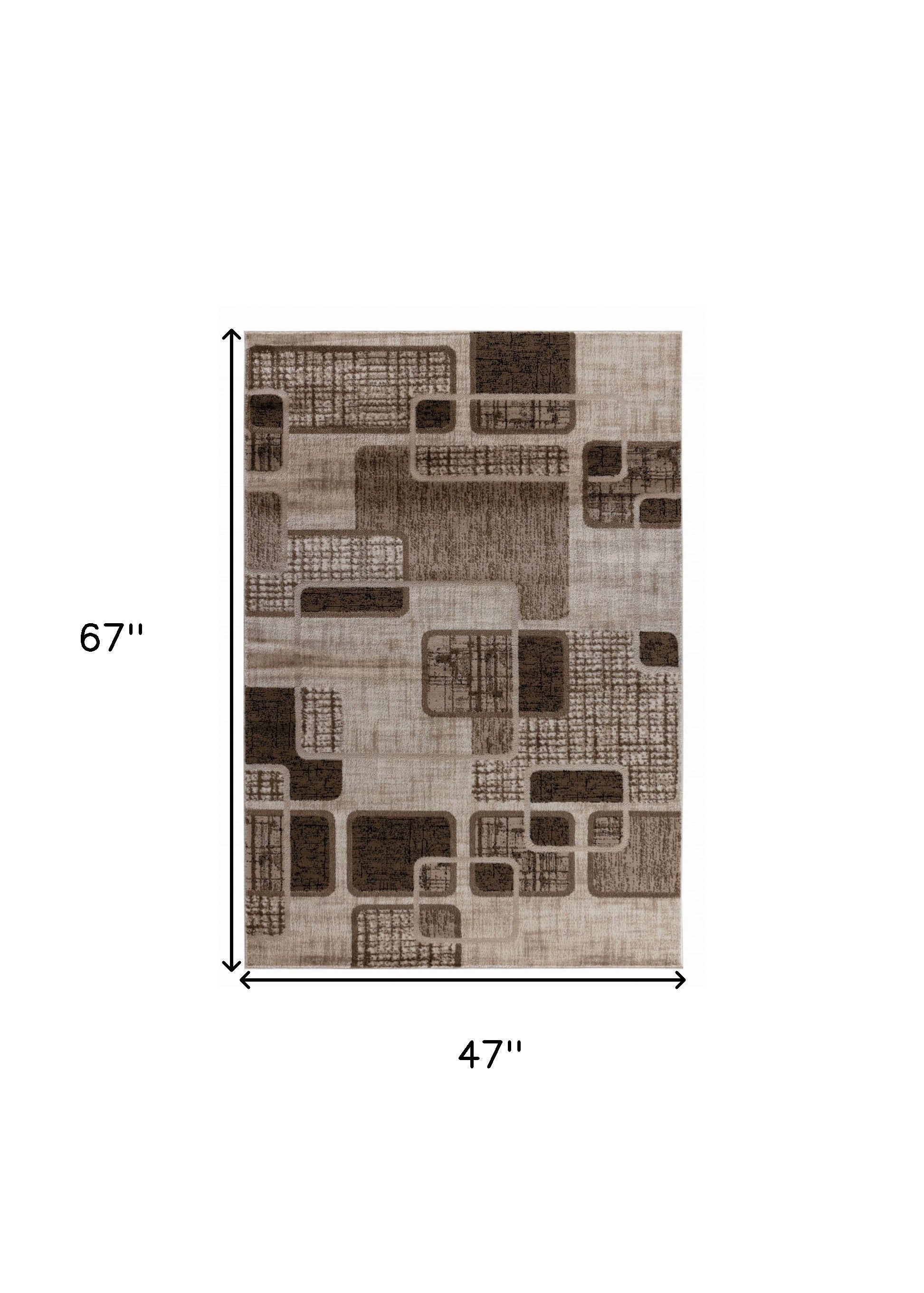 Stylish 4' x 6' Brown Geometric Rectangle Area Rug for Elegant Home Decor
