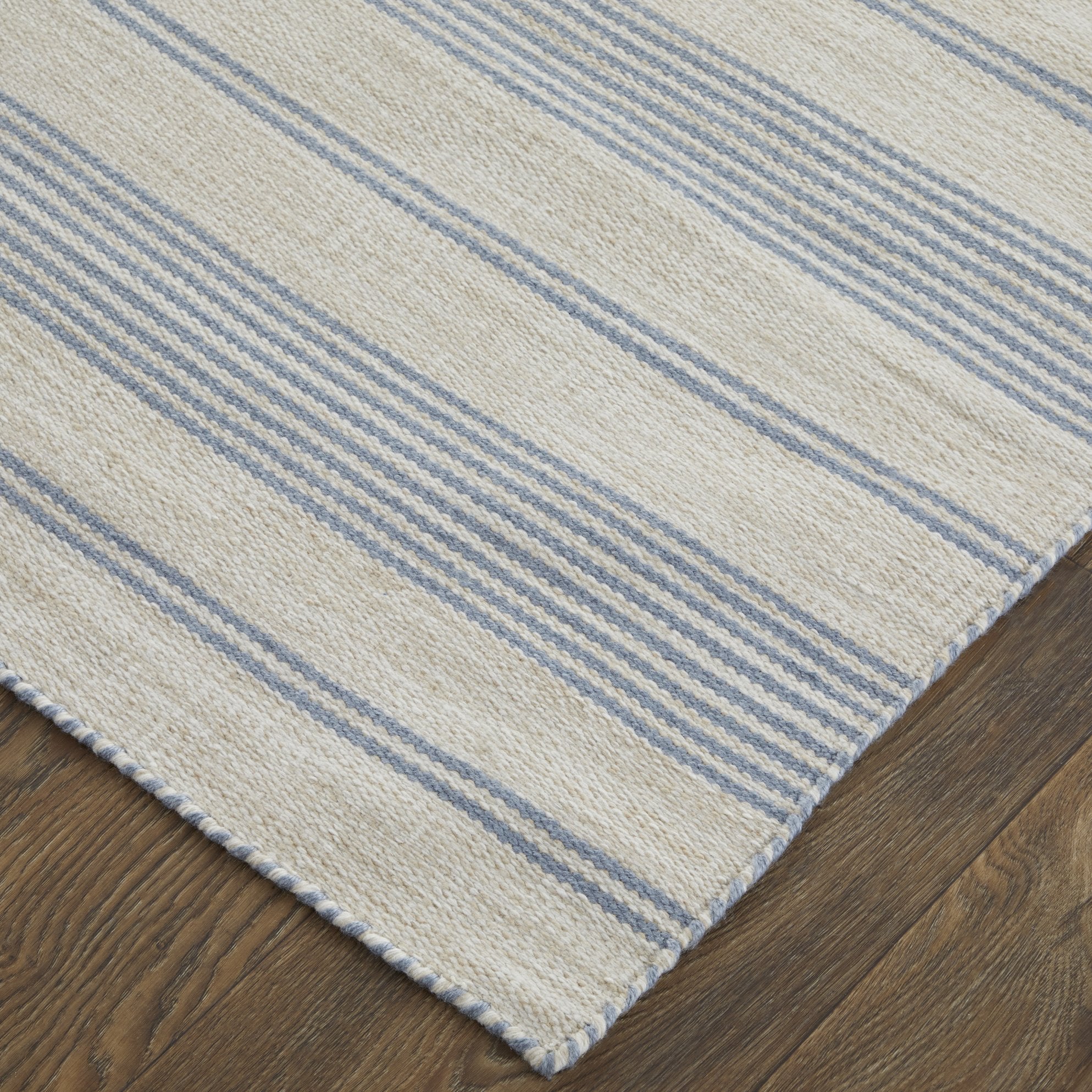 Eco-Friendly Hand-Woven Indoor Rug with Stylish Nautical Pin Stripes