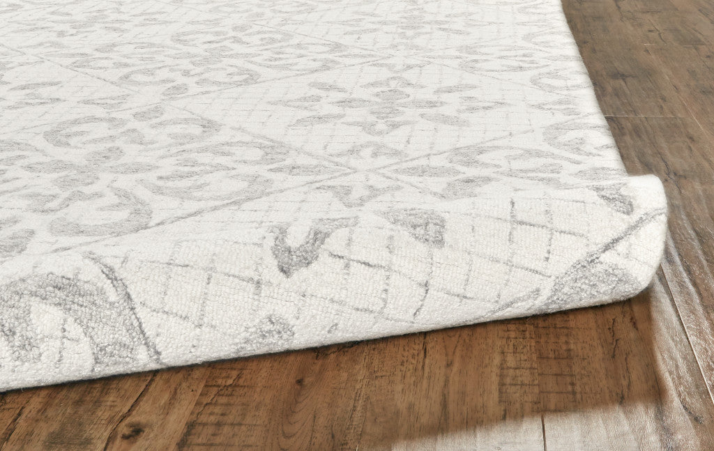 Stain-Resistant Hand-Tufted Ivory & Gray Floral Area Rug for Kid-Friendly Homes