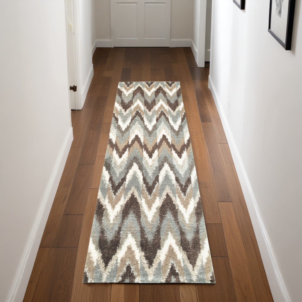 Exquisite Gray and Taupe Ikat Patterned Runner Rug - Ideal for Indoor Use with Exotic Design, Soft Touch, Durable Build, and Stain-Resistant Quality