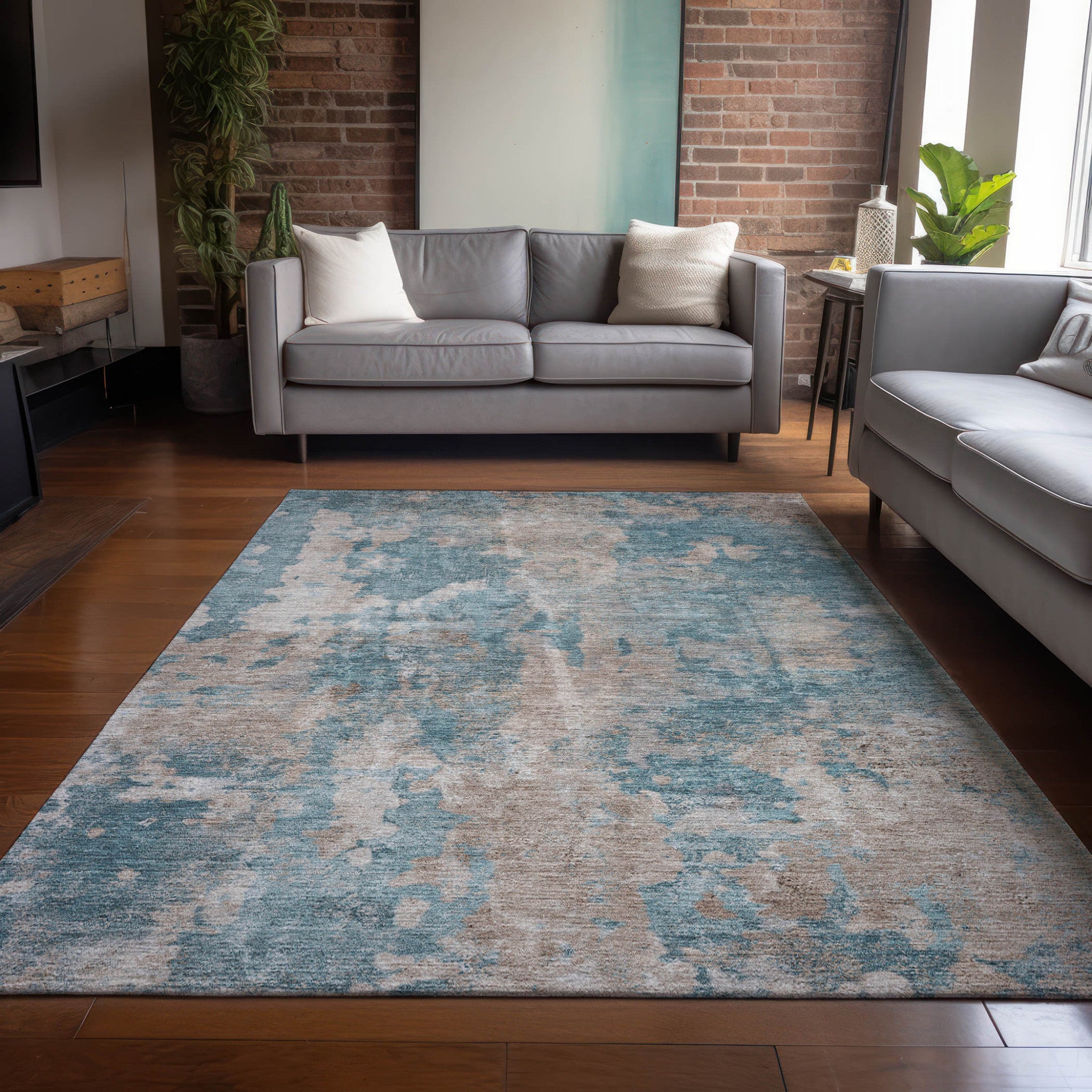 Stylish and Contemporary Abstract Washable Runner Rug for Both Indoor and Outdoor Use, Stain-Resistant and Non-Skid