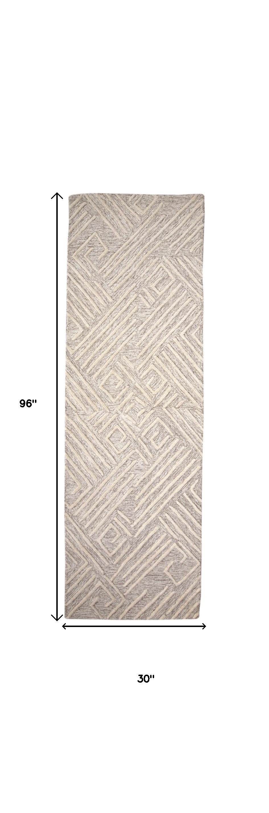 Exquisite Handmade Stain-Resistant Wool Area Rug with Elegant Tan and Ivory Geometric Pattern for Any Living Space