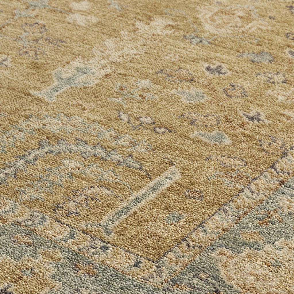 Exquisite Hand - Knotted Wool Floral Area Rug with Stain - Resistant Quality and Classic Fringes for Interior Decoration