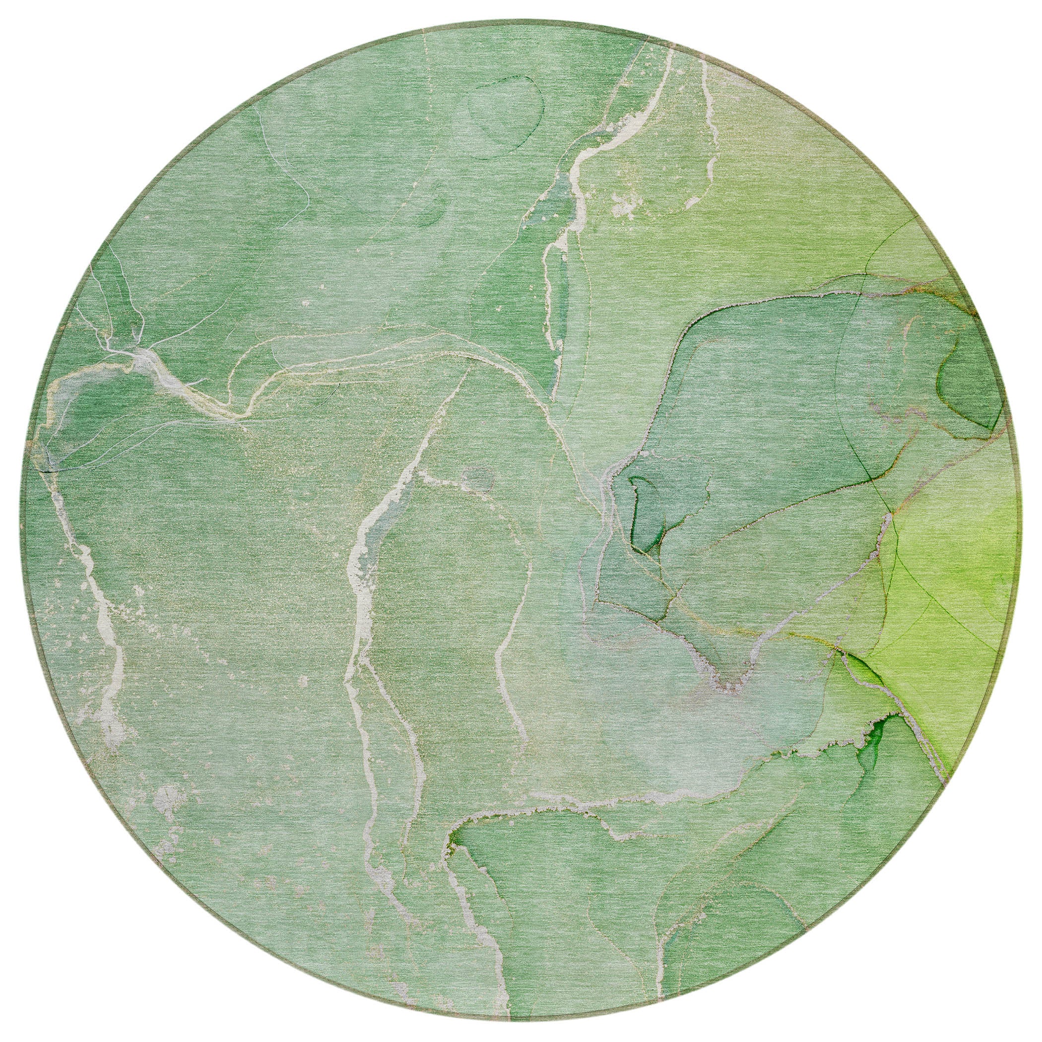 Stylish Washable & Stain-Resistant Green Abstract Indoor-Outdoor Runner Rug with Non-Skid Design