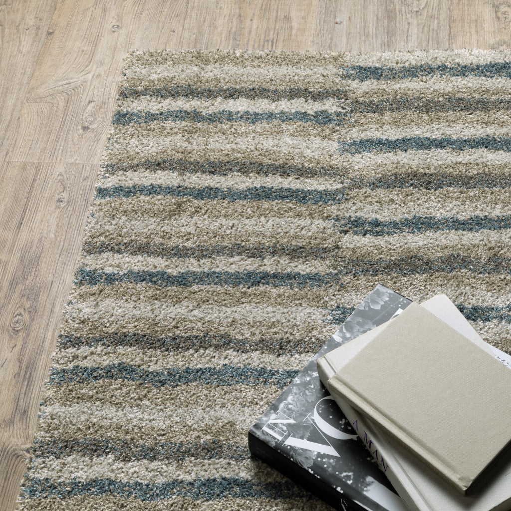 Stylish and Stain-Resistant Teal Blue Geometric Design Power Loom Runner Rug Ideal for Any Living Space