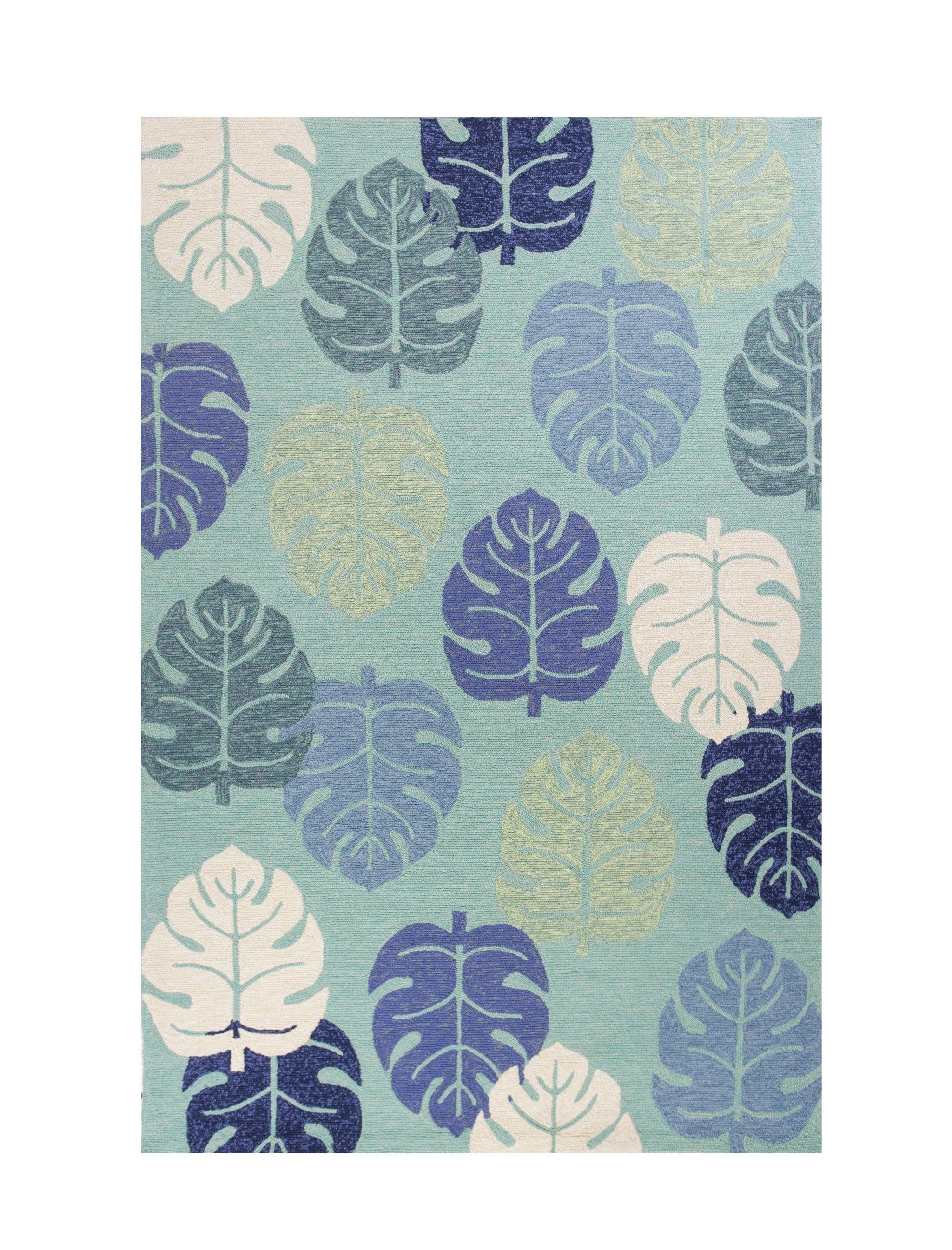 Exquisite Handmade Turquoise Palms Area Rug for Indoor & Outdoor Spaces
