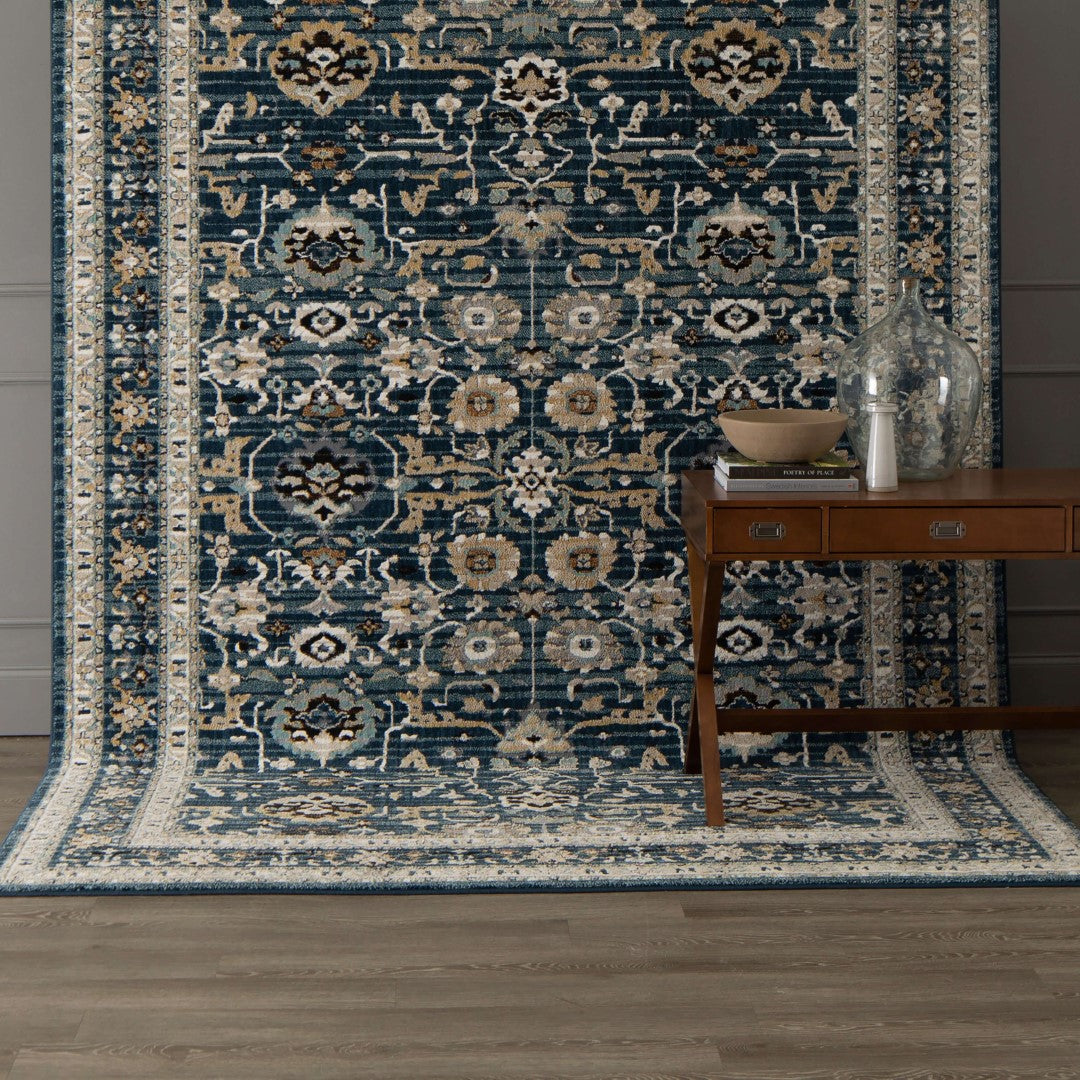 Zephyr Traditional Machine - Woven Triexta Floral Ornamental Area Rug: Luxurious, Stain - Resistant, and Effortless to Maintain