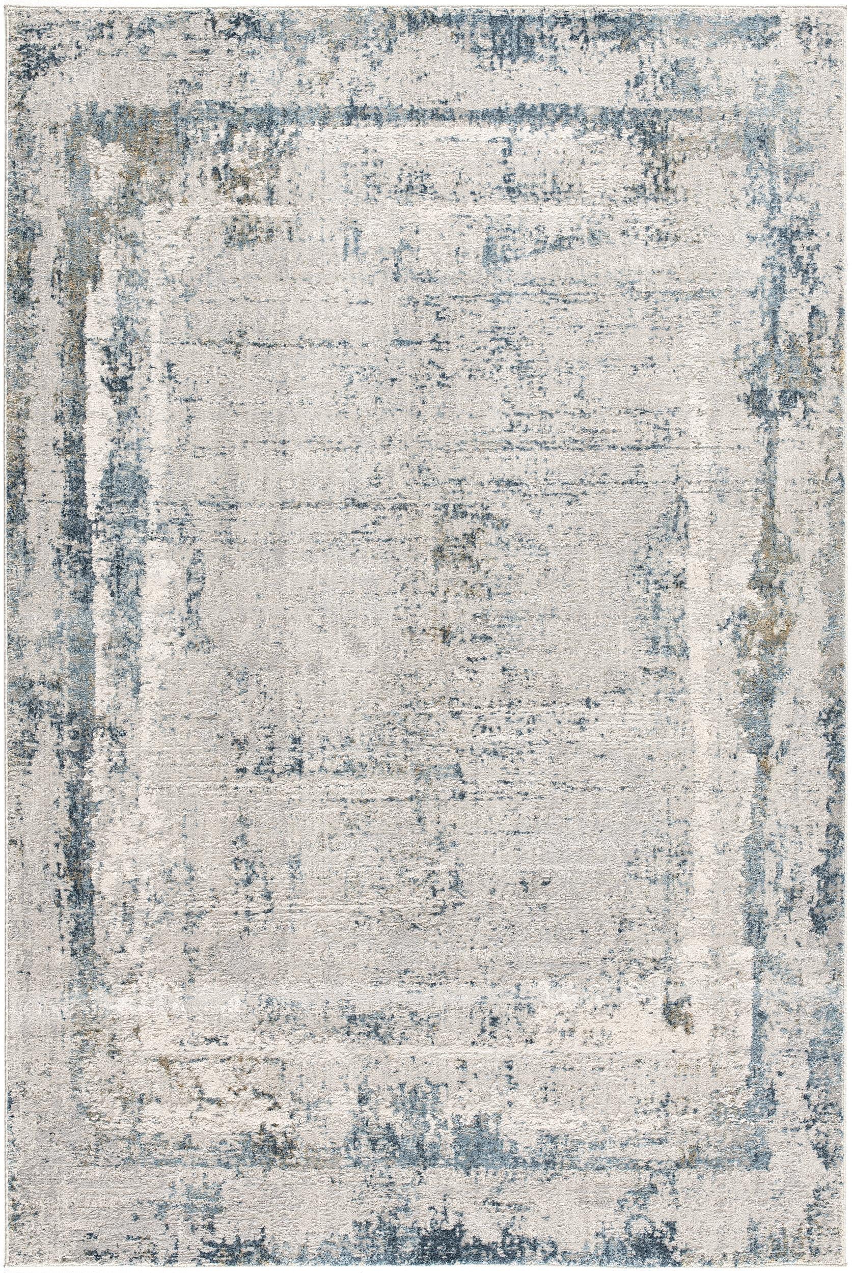 8-Foot Blue and Gray Abstract Washable Non-Skid Runner Rug for Cozy Home Decor